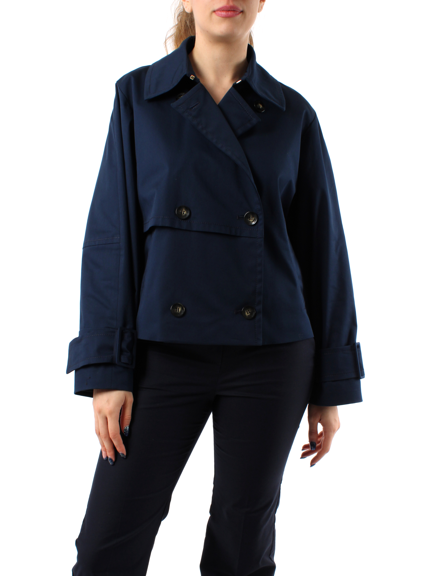 TRENCH CORTO SVASATO DONNA BLU