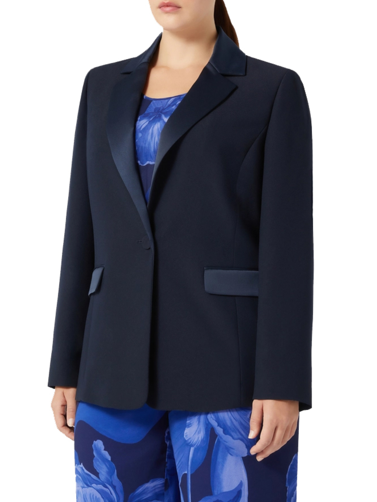 GIACCA BLAZER IN CRÊPE ENVERS SATIN DONNA BLU