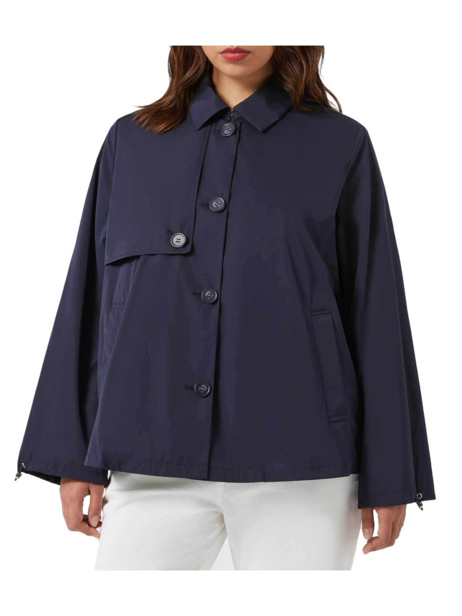 TRENCH CORTO IN MISTO COTONE DONNA BLU