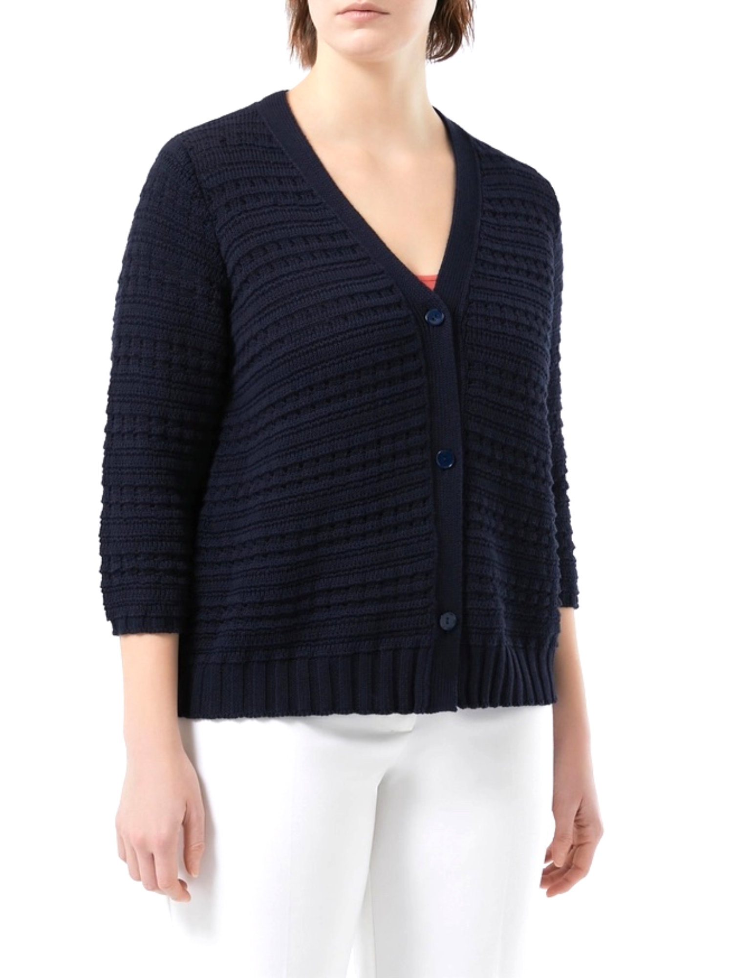 CARDIGAN A RIGHE DONNA BIANCO BLU