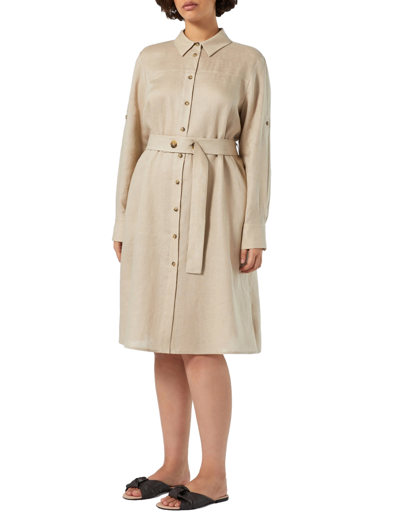 VESTITO CHEMISIER IN LINO DONNA BEIGE