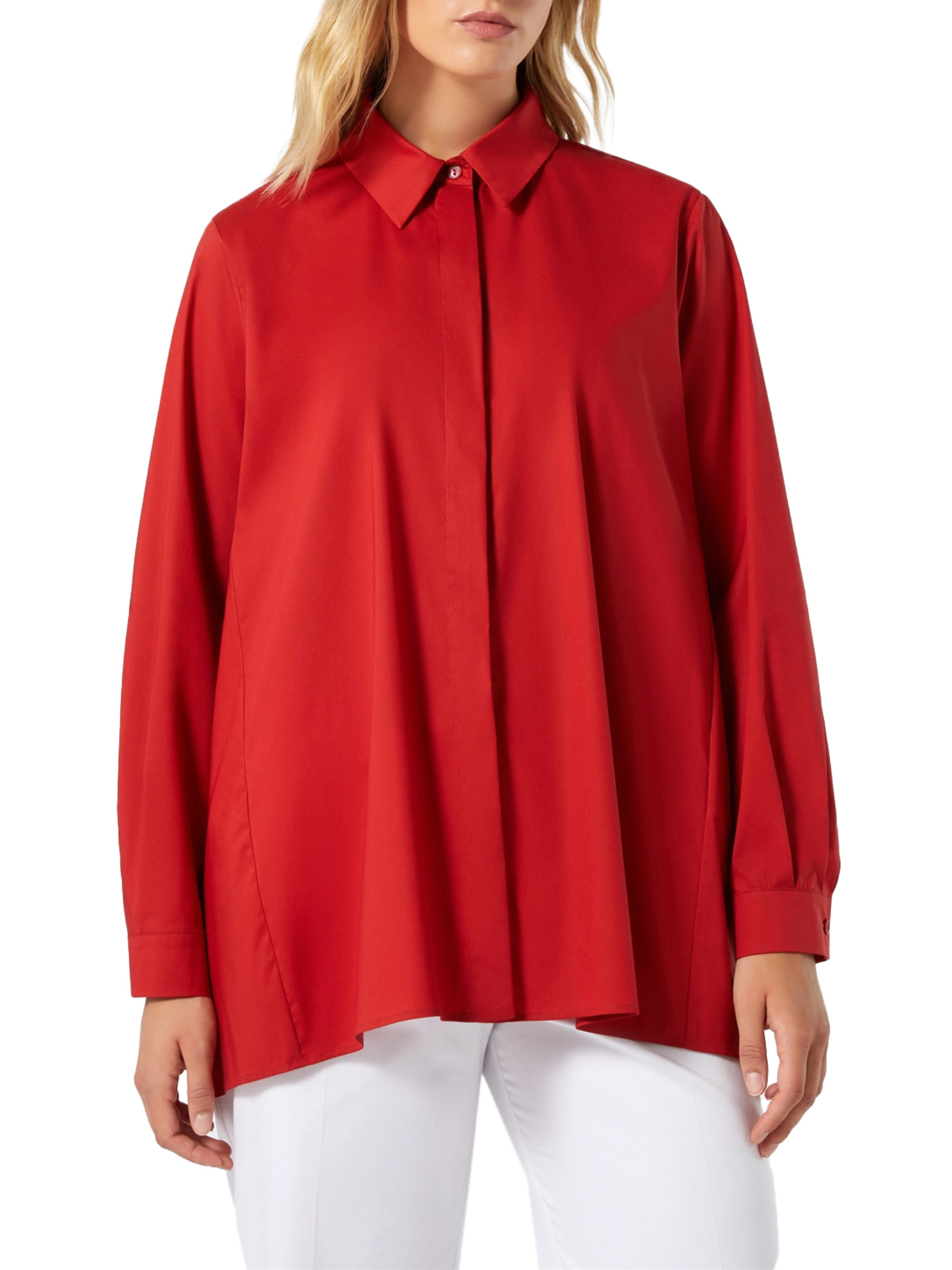 CAMICIA OVER IN POPELINE DI COTONE DONNA ROSSO
