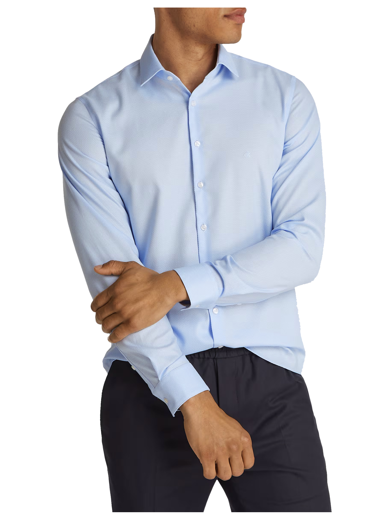 CAMICIA SLIM FIT UOMO BLU GOBLIN