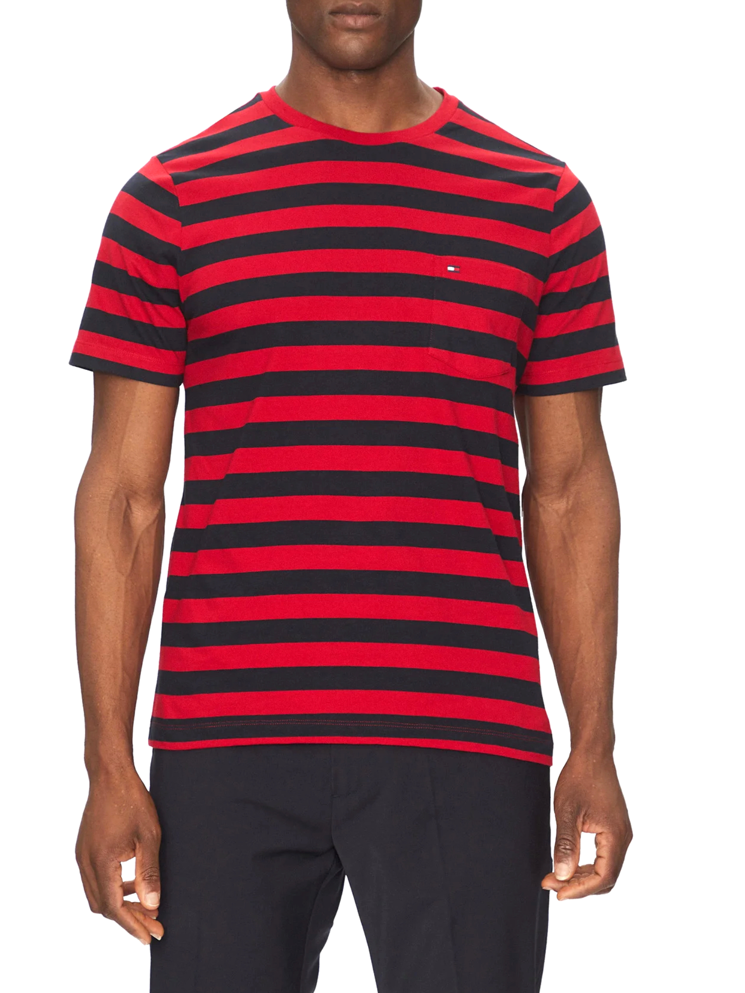 T-SHIRT MANICA CORTA A RIGHE UOMO ROSSO BLU