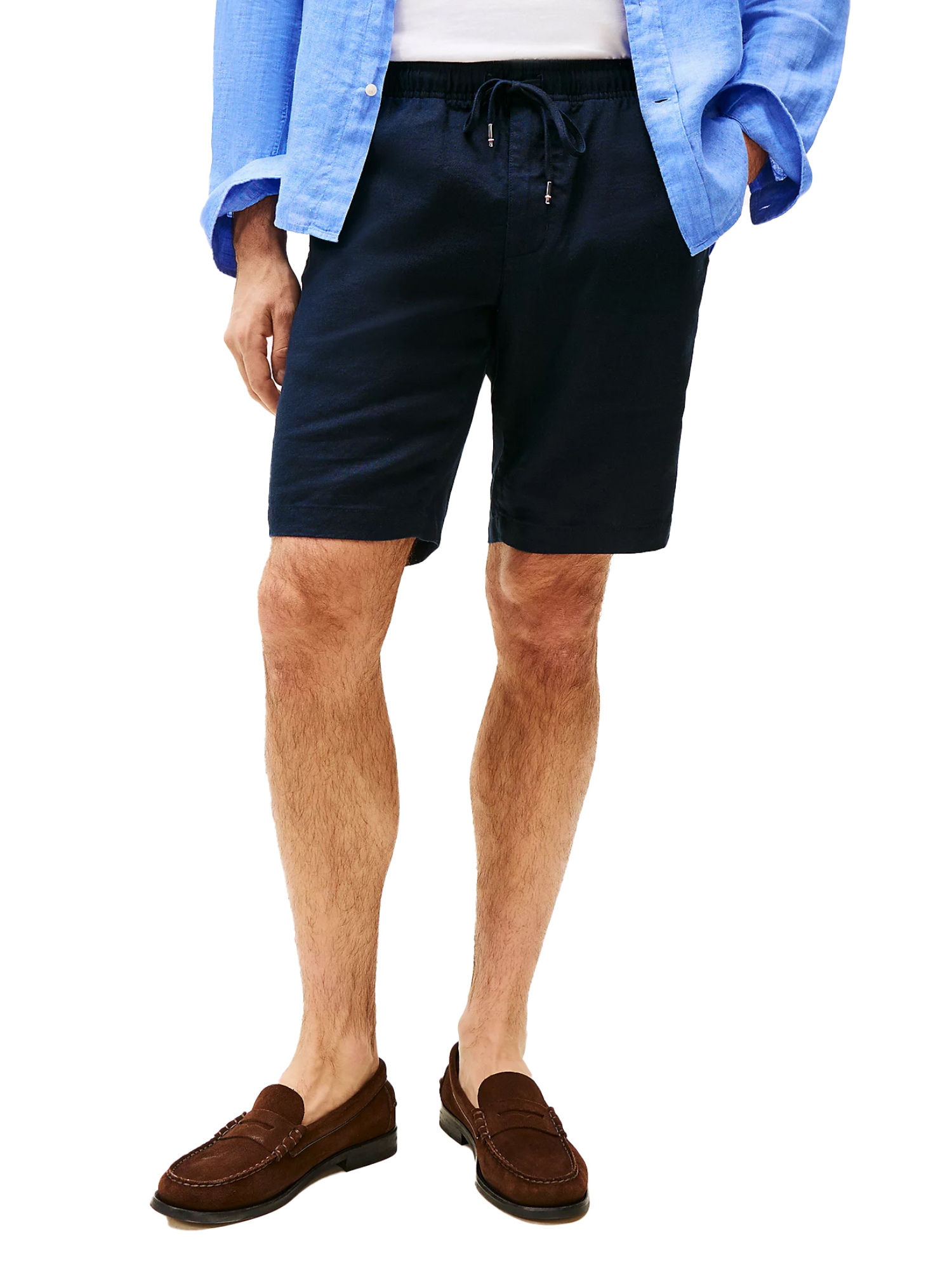 BERMUDA HARLEM IN MISTO LINO UOMO BLU