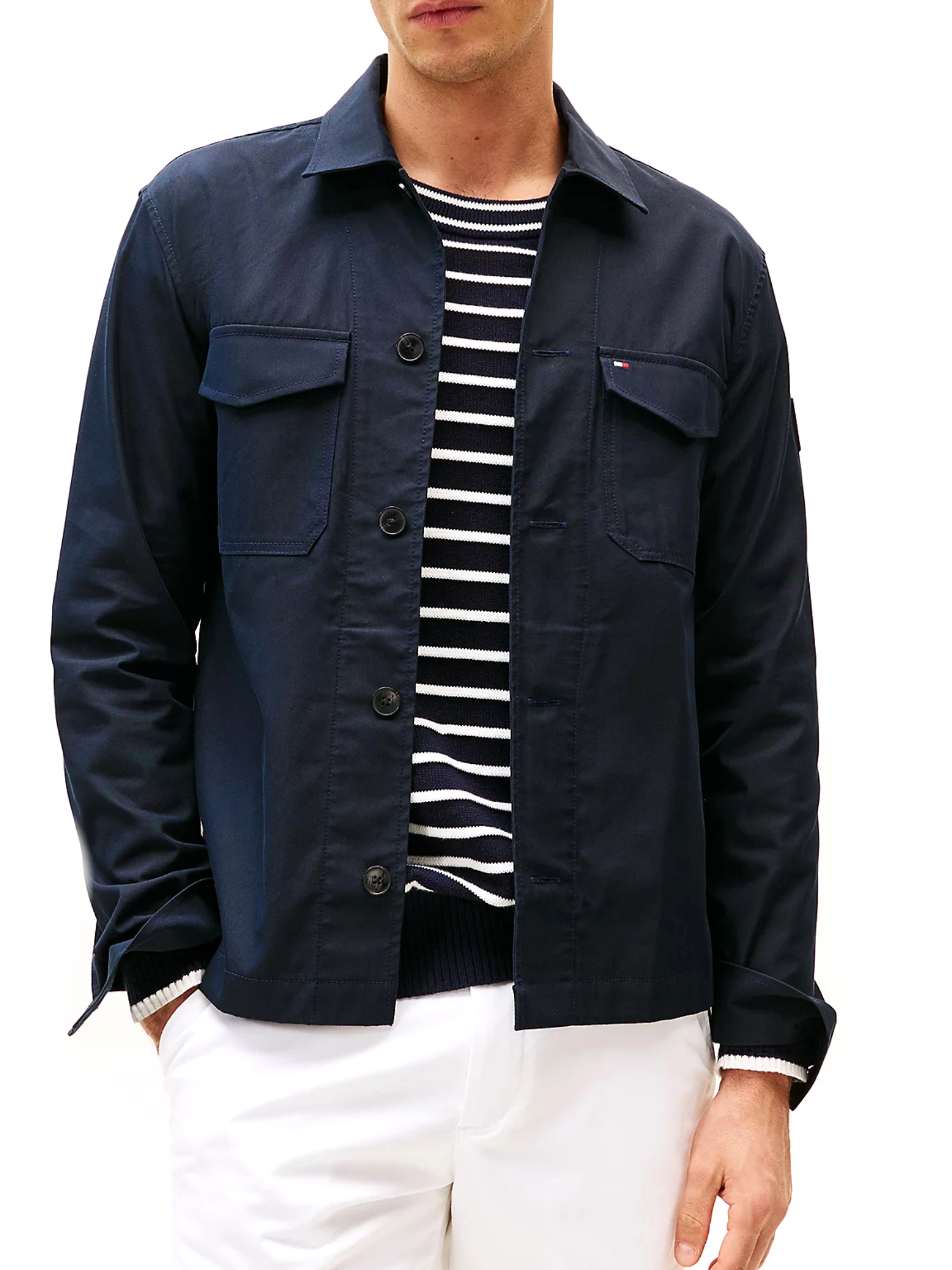 GIACCA CON BOTTONI IN COTONE UOMO BLU