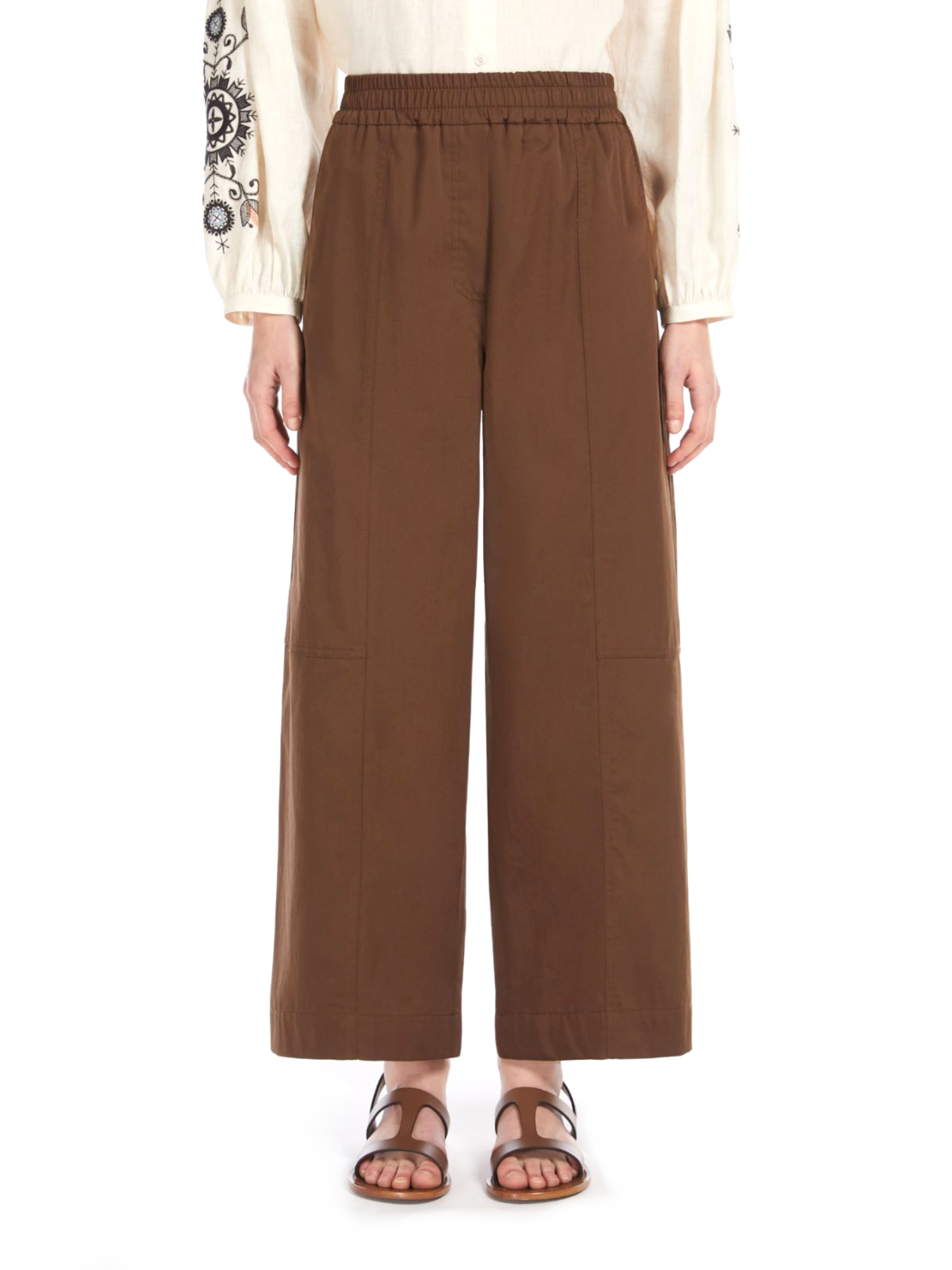 PANTALONI CROPPED IN PURO COTONE DONNA MARRONE