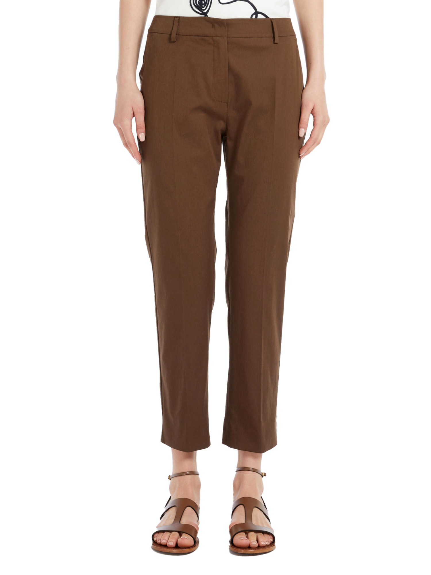 PANTALONI CROPPED A SIGARETTA DONNA MARRONE