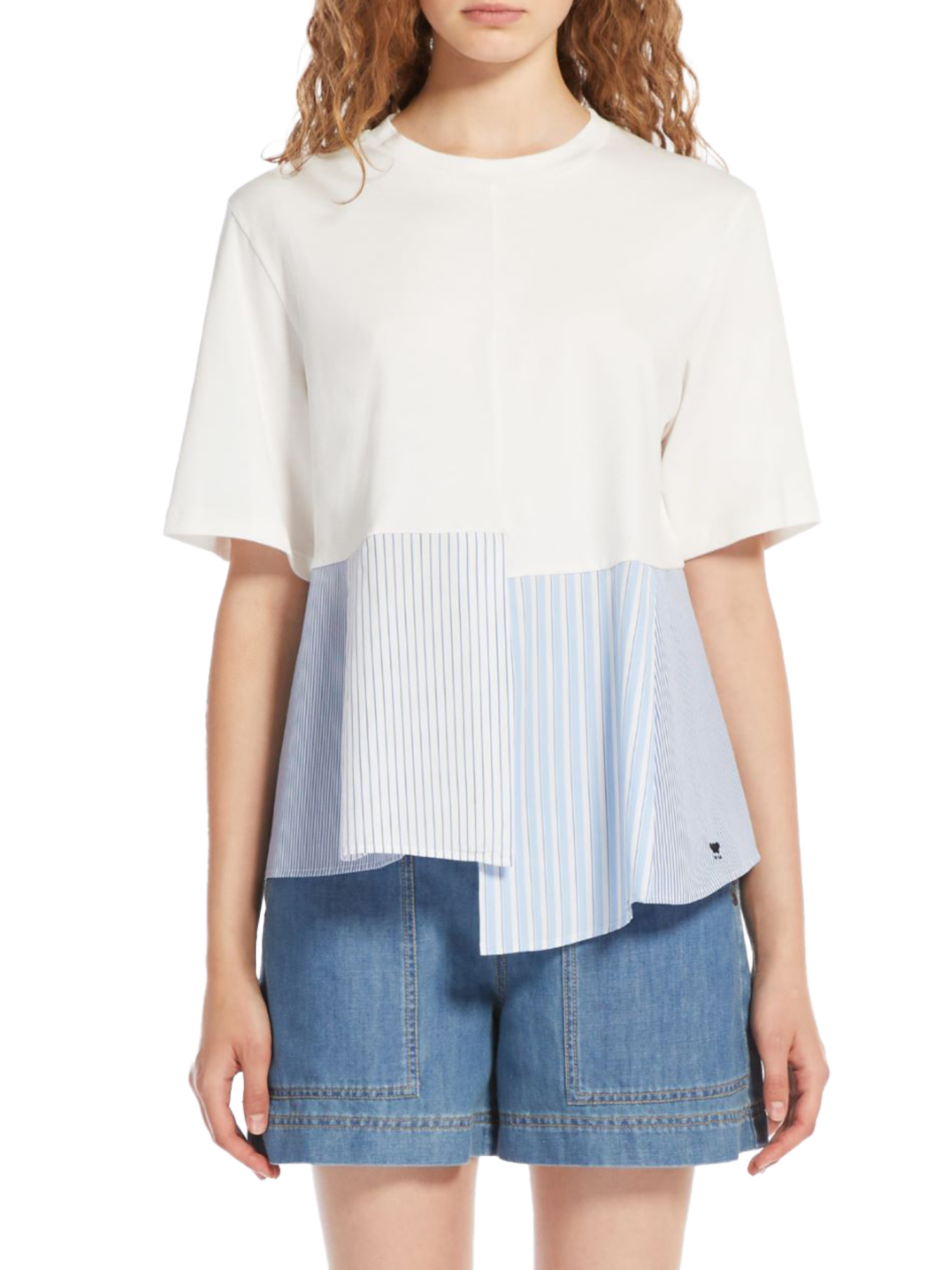 T-SHIRT MANICA CORTA SVASATA DONNA BIANCO
