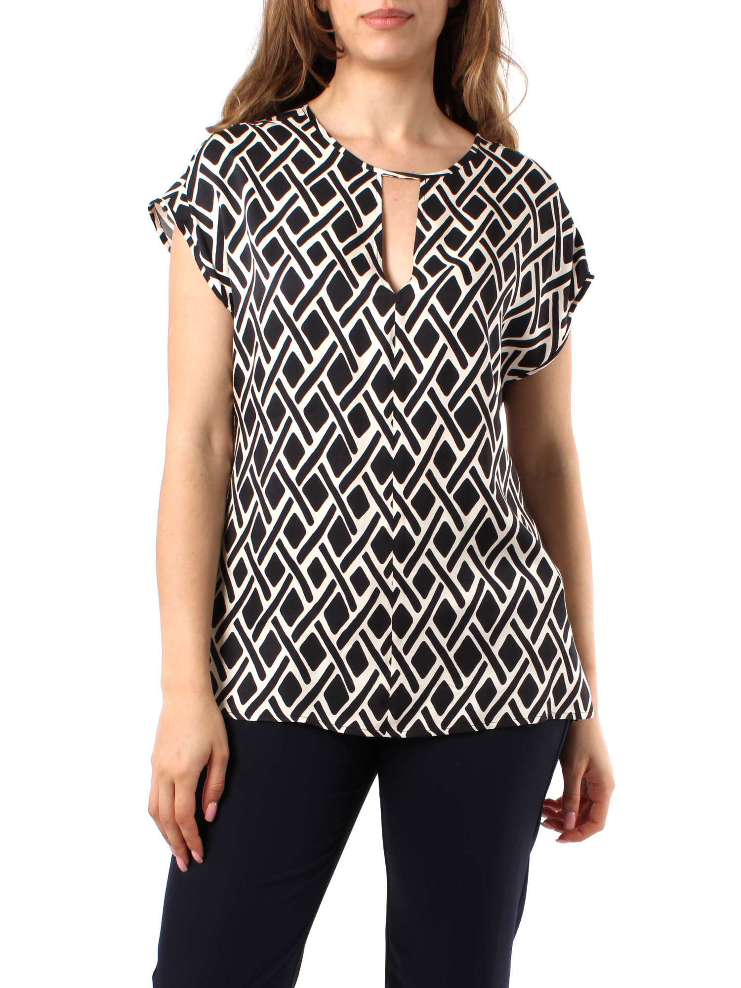 BLUSA IN TWILL A FANTASIA DONNA NERO
