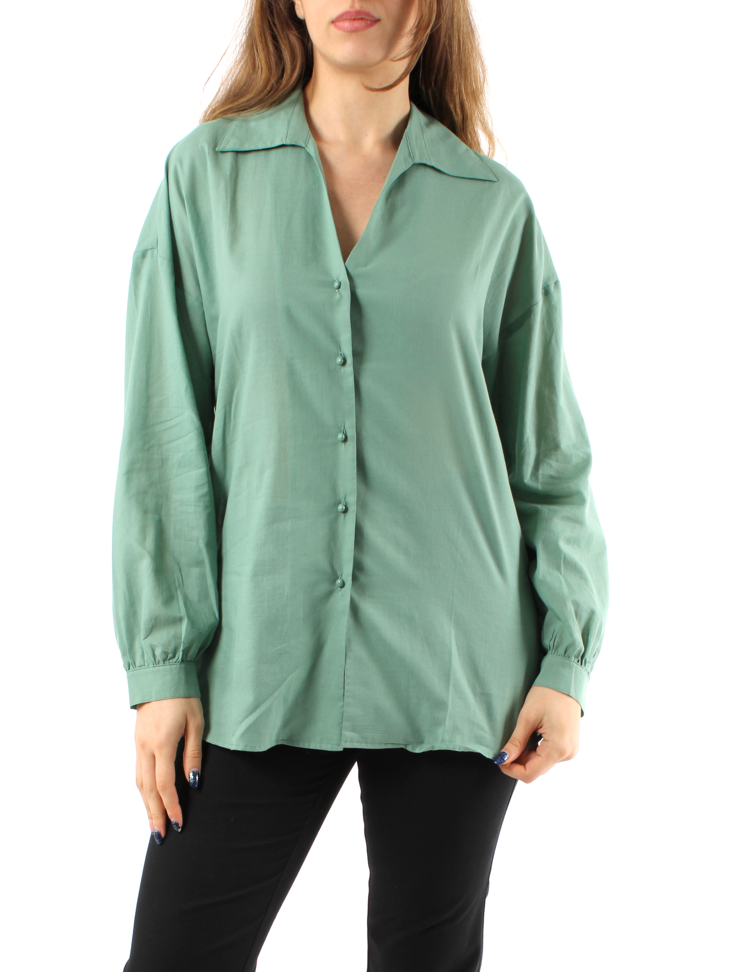 CAMICIA IN VOILÈ DI COTONE DONNA VERDE