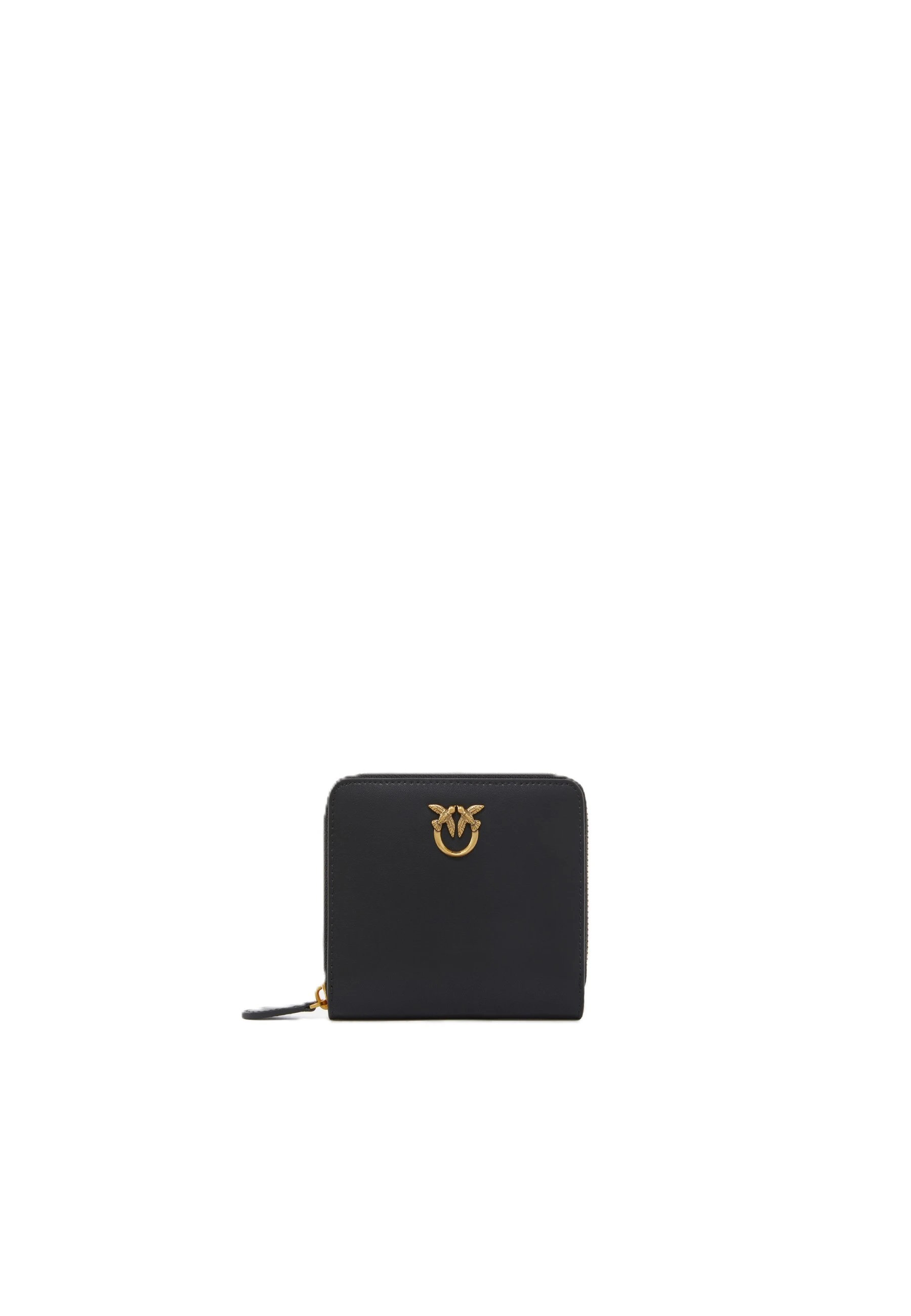 PORTAFOGLIO QUADRATO IN PELLE CON ZIP DONNA NERO