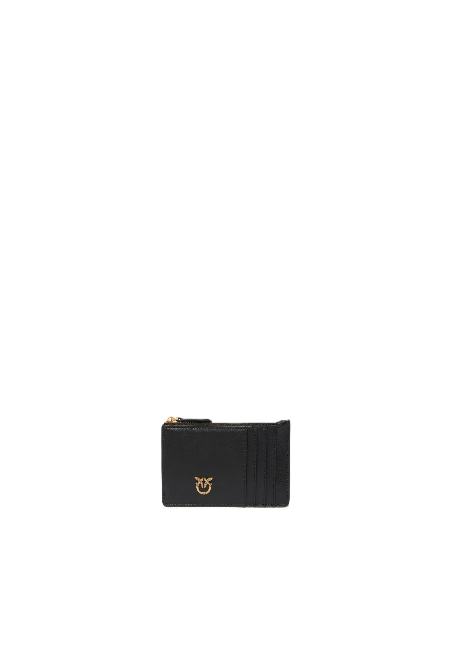 PORTA CARTE IN PELLE CON PLACCHETTA DONNA NERO