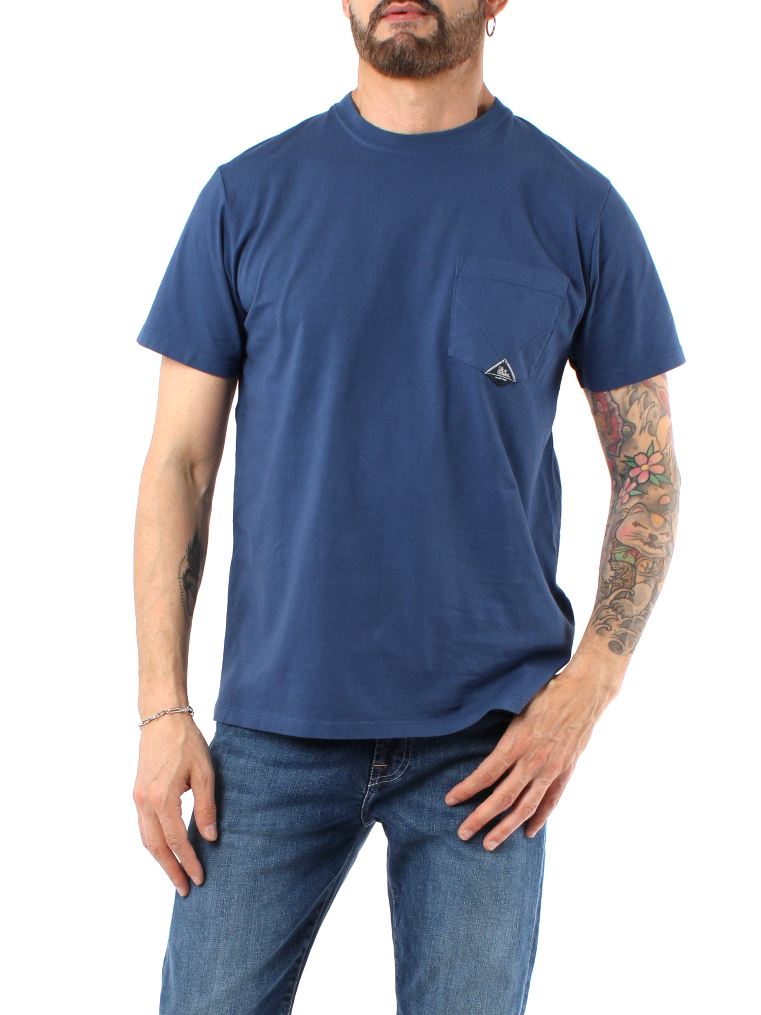 T-SHIRT MANICHE CORTE POCKET IN JERSEY UOMO BLU