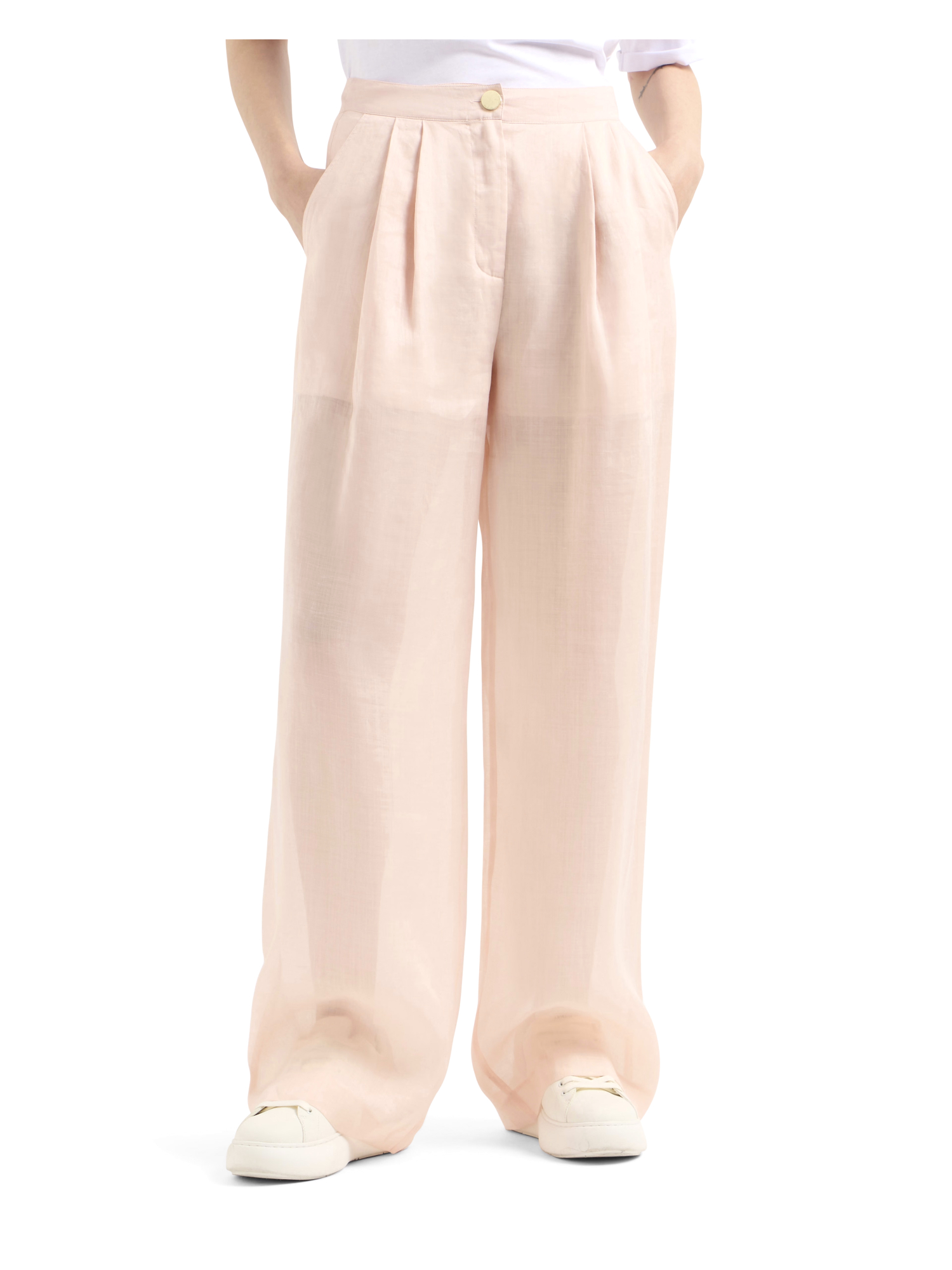 PANTALONI PALAZZO IN RAMIE DONNA ROSA