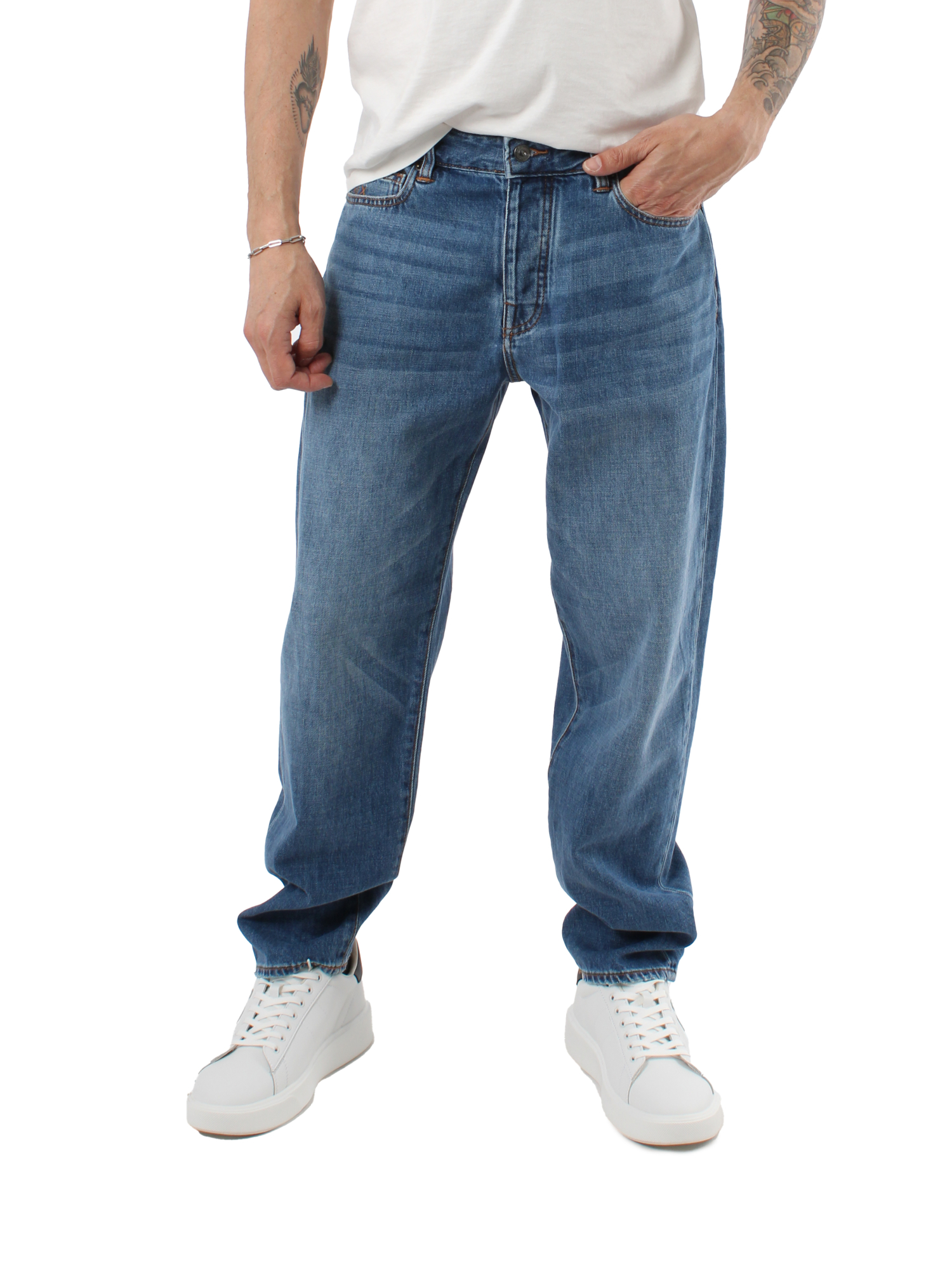 JEANS 5 TASCHE CARROT FIT UOMO BLU