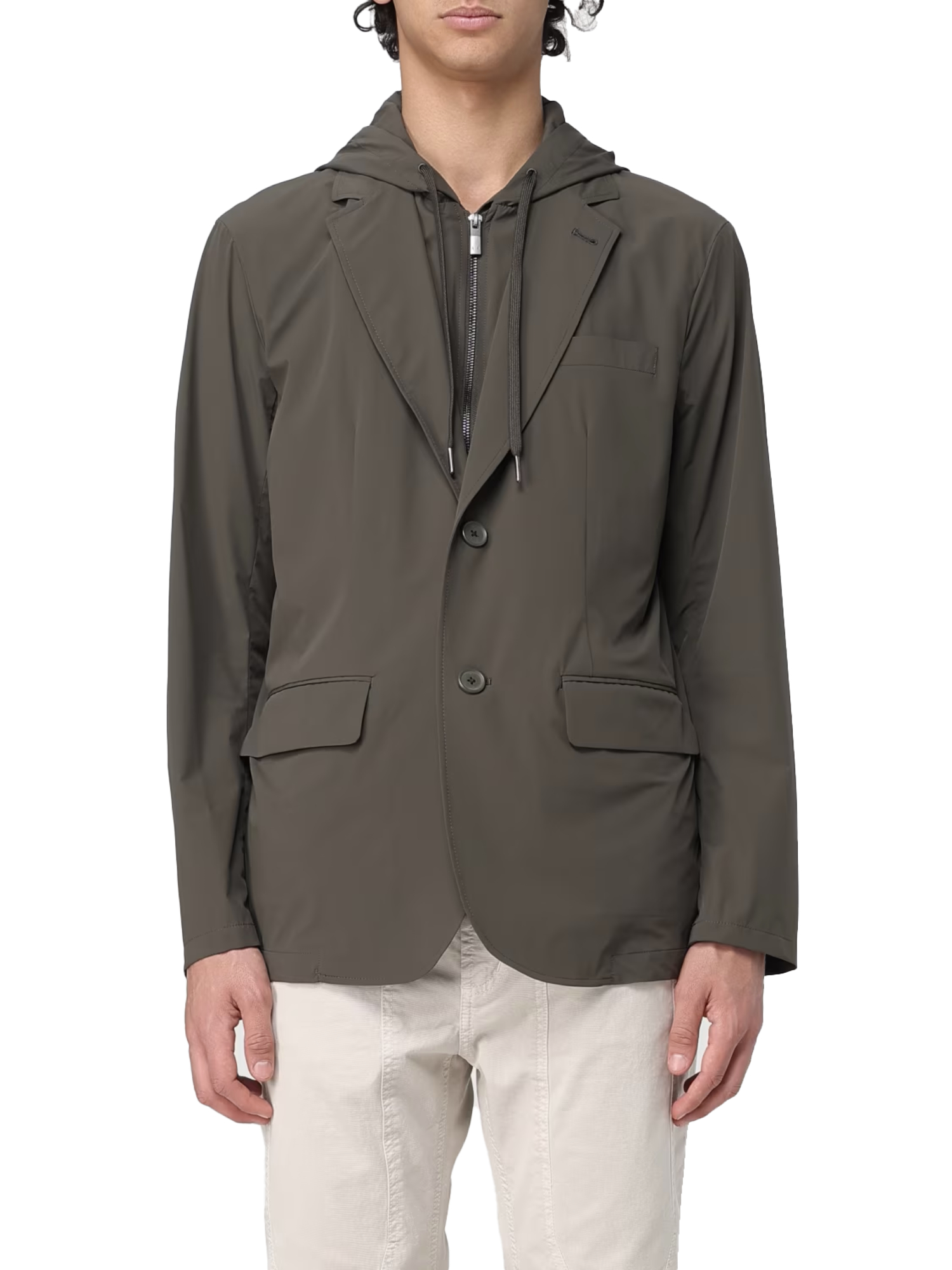 GIACCA BLAZER MONOPETTO CON CAPPUCCIO UOMO VERDE