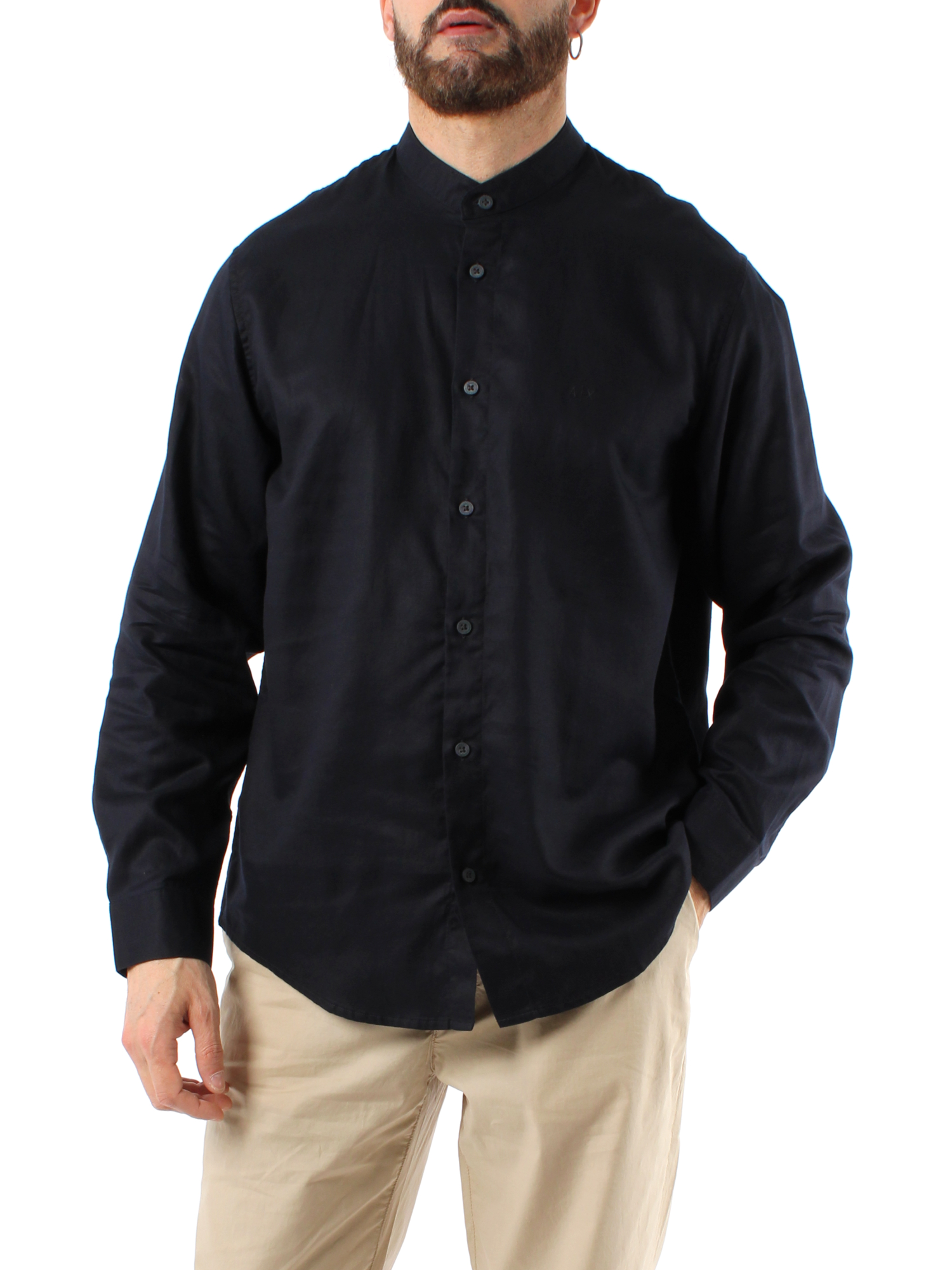 Camicia Coreana Camicia Uomo Abbottonatura Laterale AX Armani