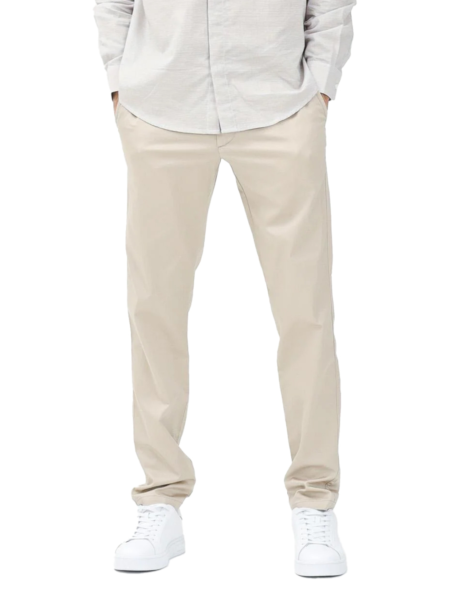 PANTALONI CHINO IN COTONE STRETCH UOMO BEIGE