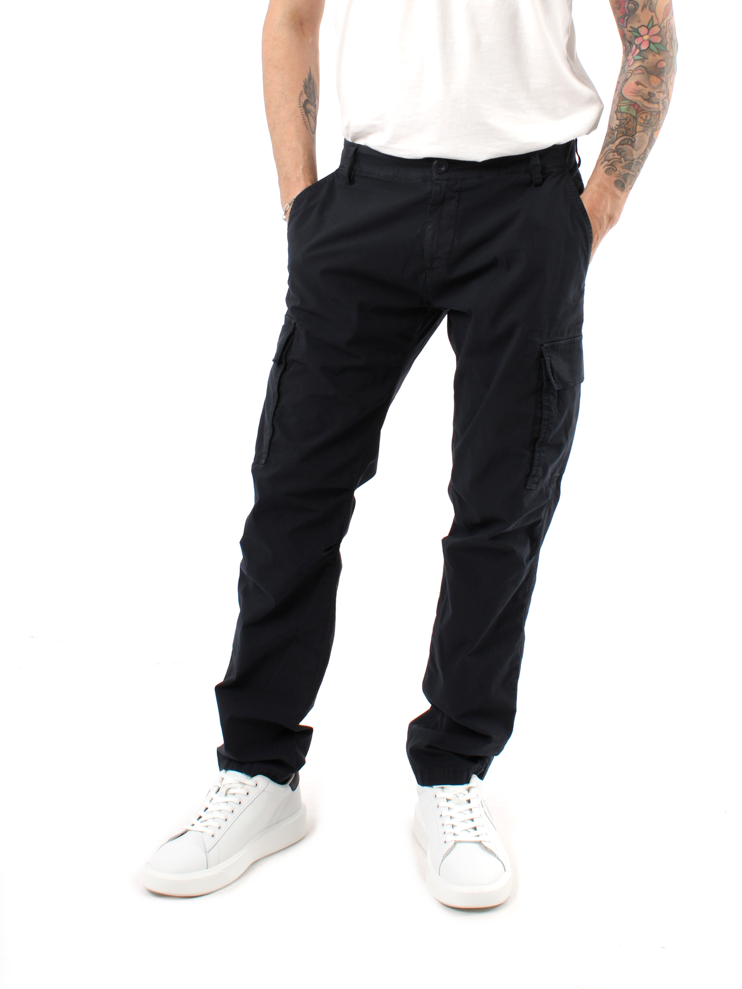 PANTALONI CARGO GALWAY IN POPELINE UOMO BLU NAVY