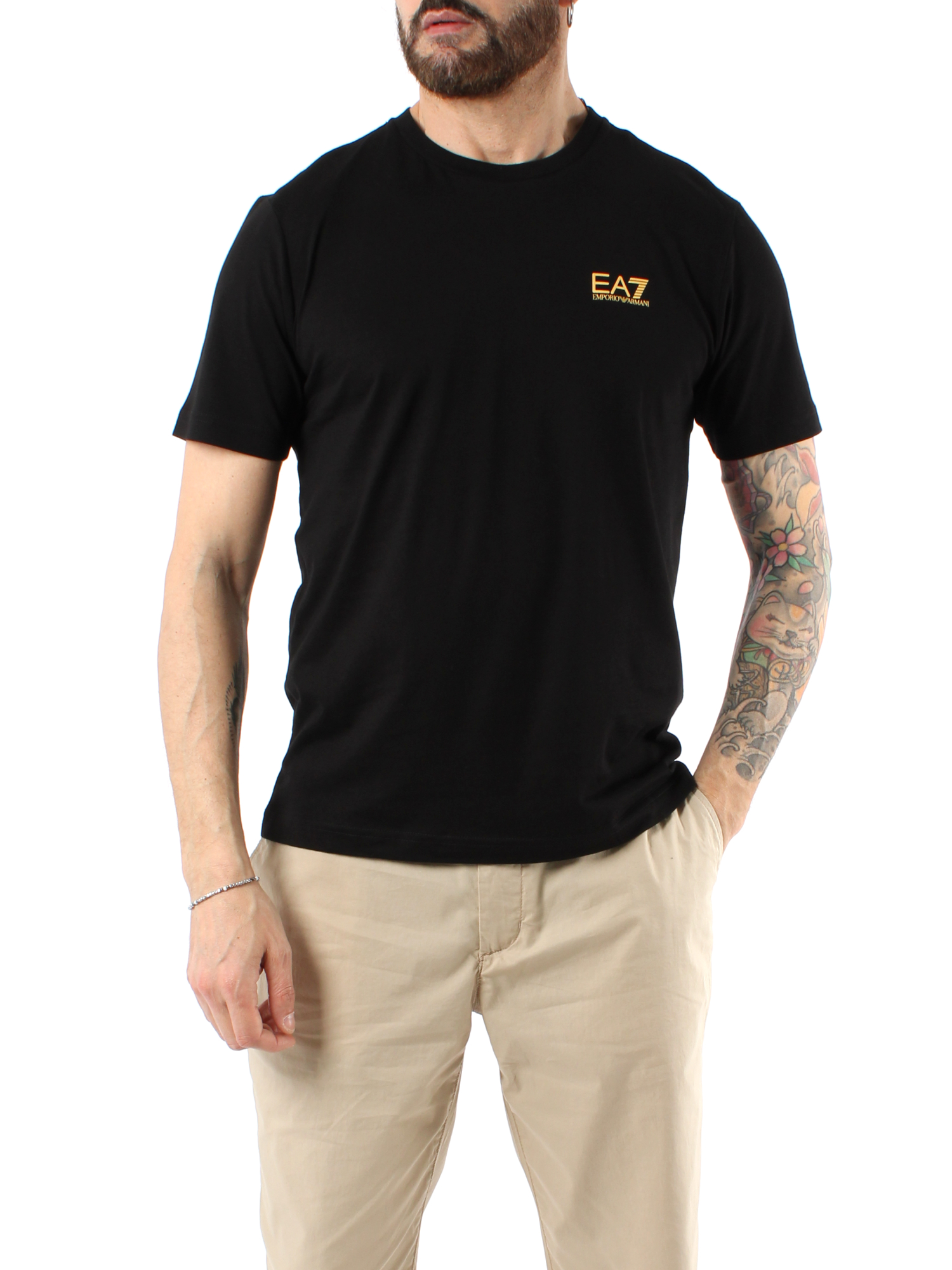 T-SHIRT MANICA CORTA CON LOGO EA7 UOMO NERO