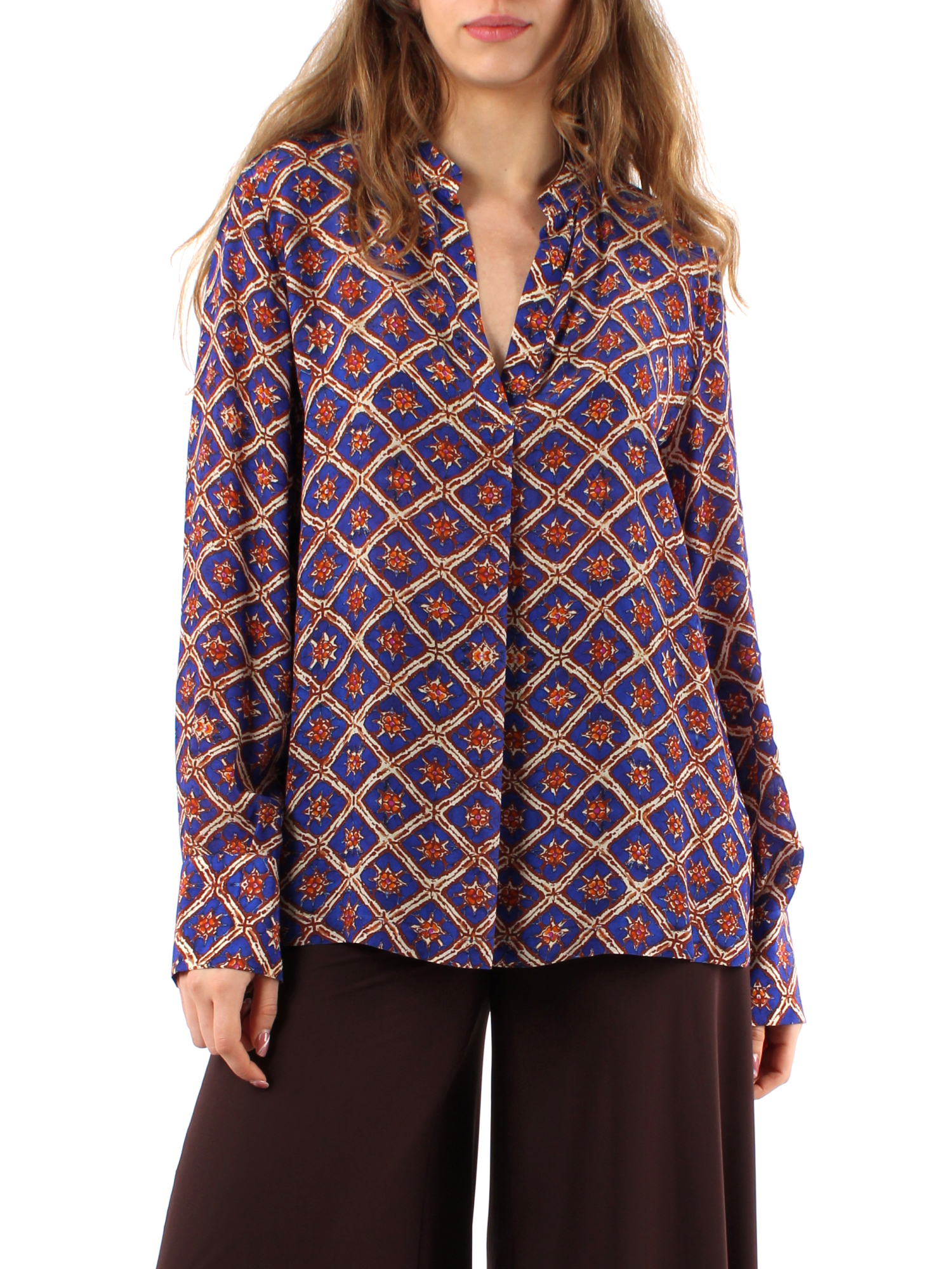 BLUSA MAGNOLIA BATIK A FANTASIA DONNA BLU