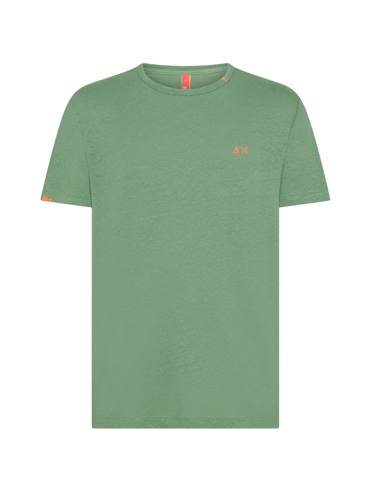 T-SHIRT MANICA CORTA IN MISTO LINO E COTONE UOMO VERDE SALVIA