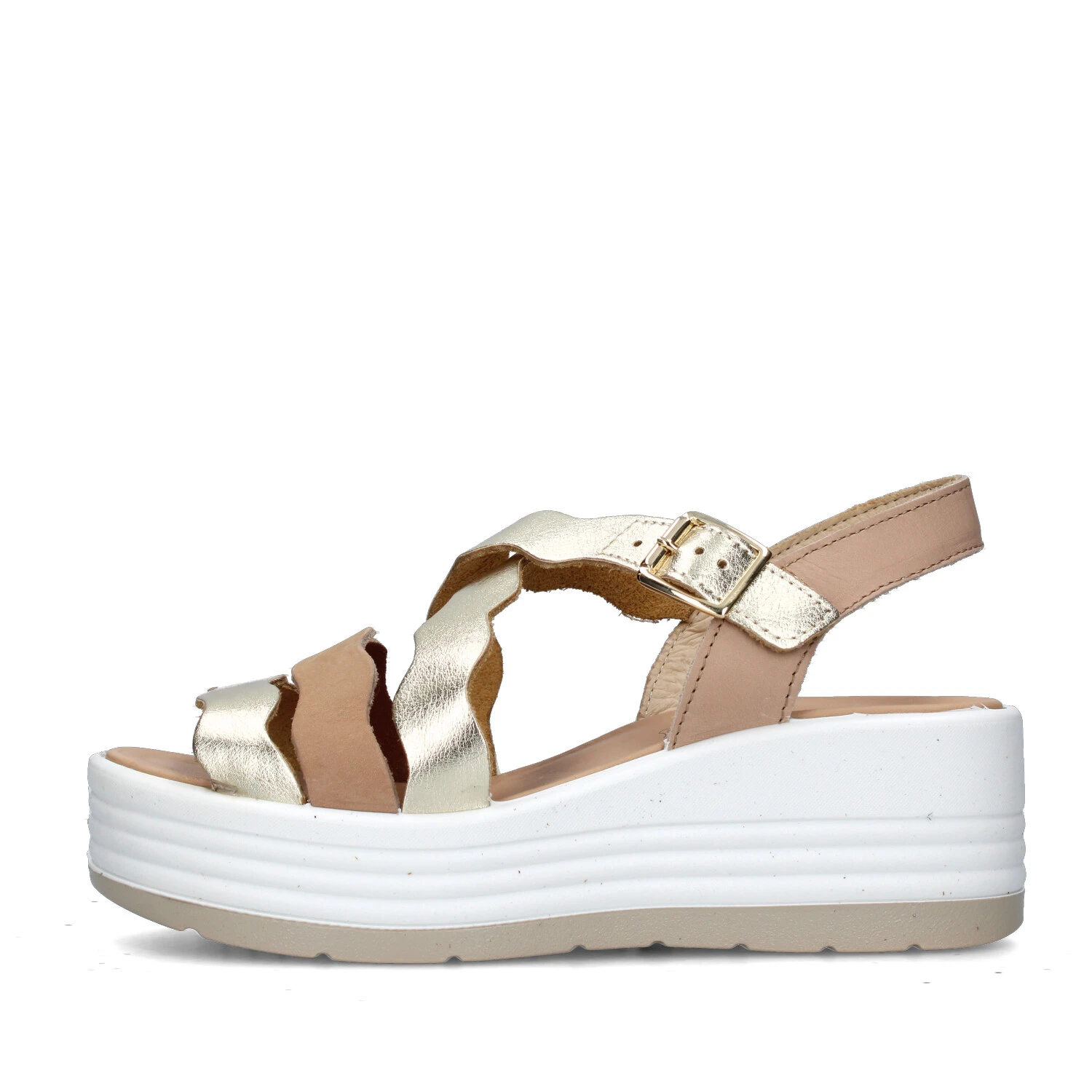 SANDALI CON ZEPPA 7667100 DONNA ORO BEIGE