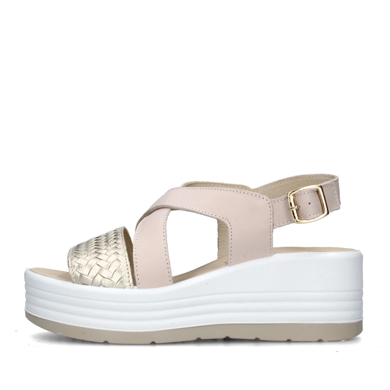SANDALI CON ZEPPA 7667411 DONNA BEIGE PLATINO