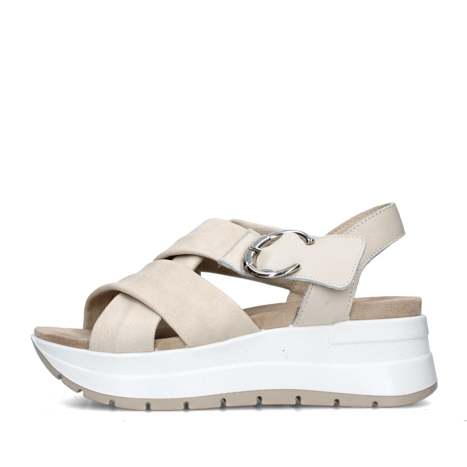 SANDALI CON ZEPPA 7677322 DONNA BEIGE