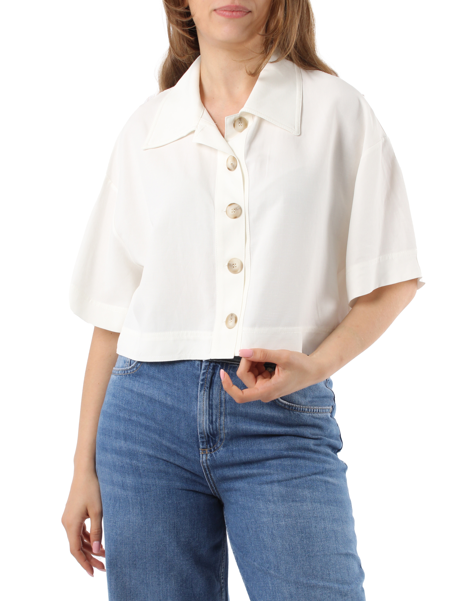 GIACCA CORTA IN LINO DONNA BIANCO