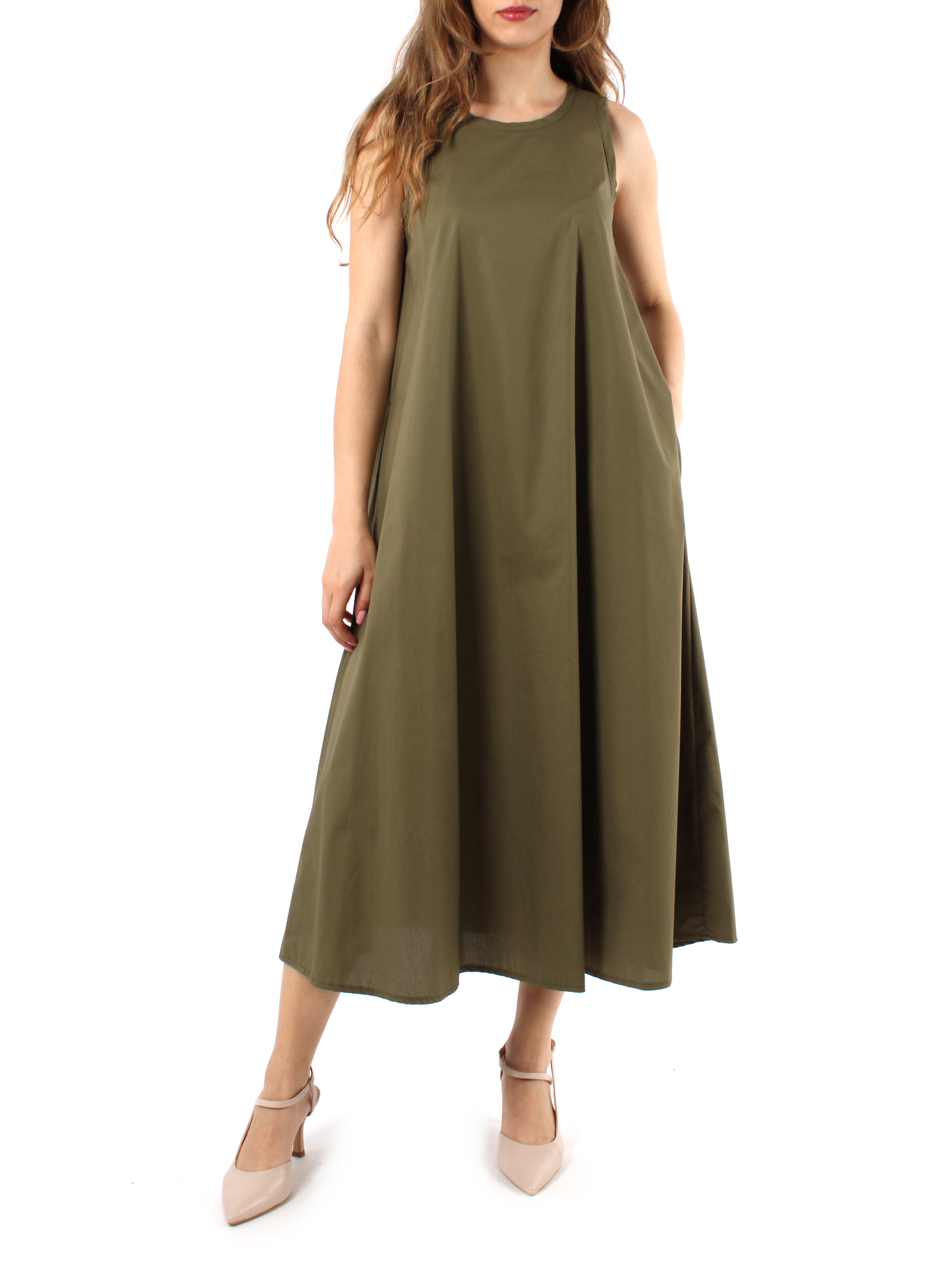 VESTITO LUNGO CON SPALLINE DONNA VERDE