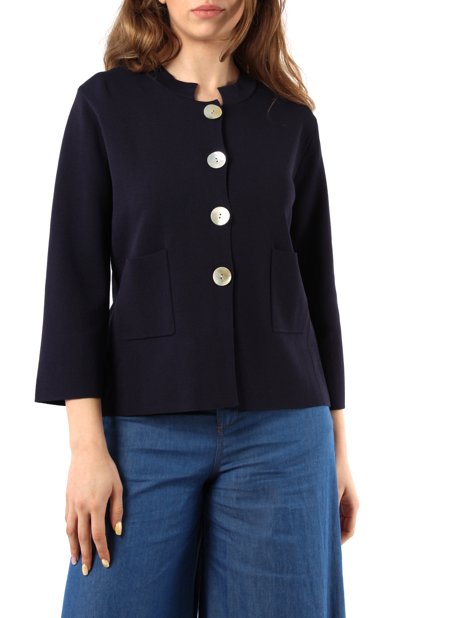 GIACCA CORTA IN MAGLIA DONNA BLU NAVY