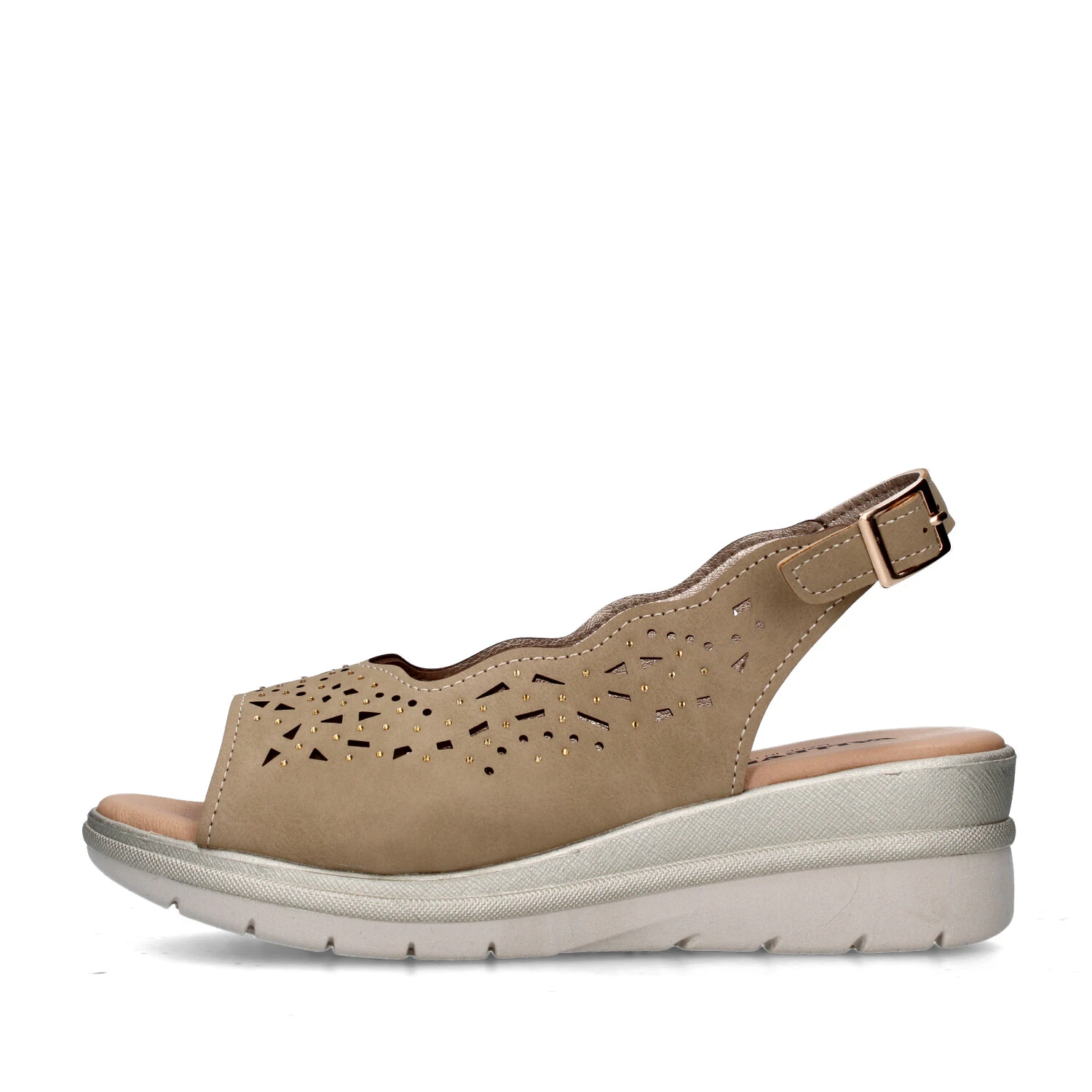 SANDALI CON ZEPPA 55564 DONNA BEIGE