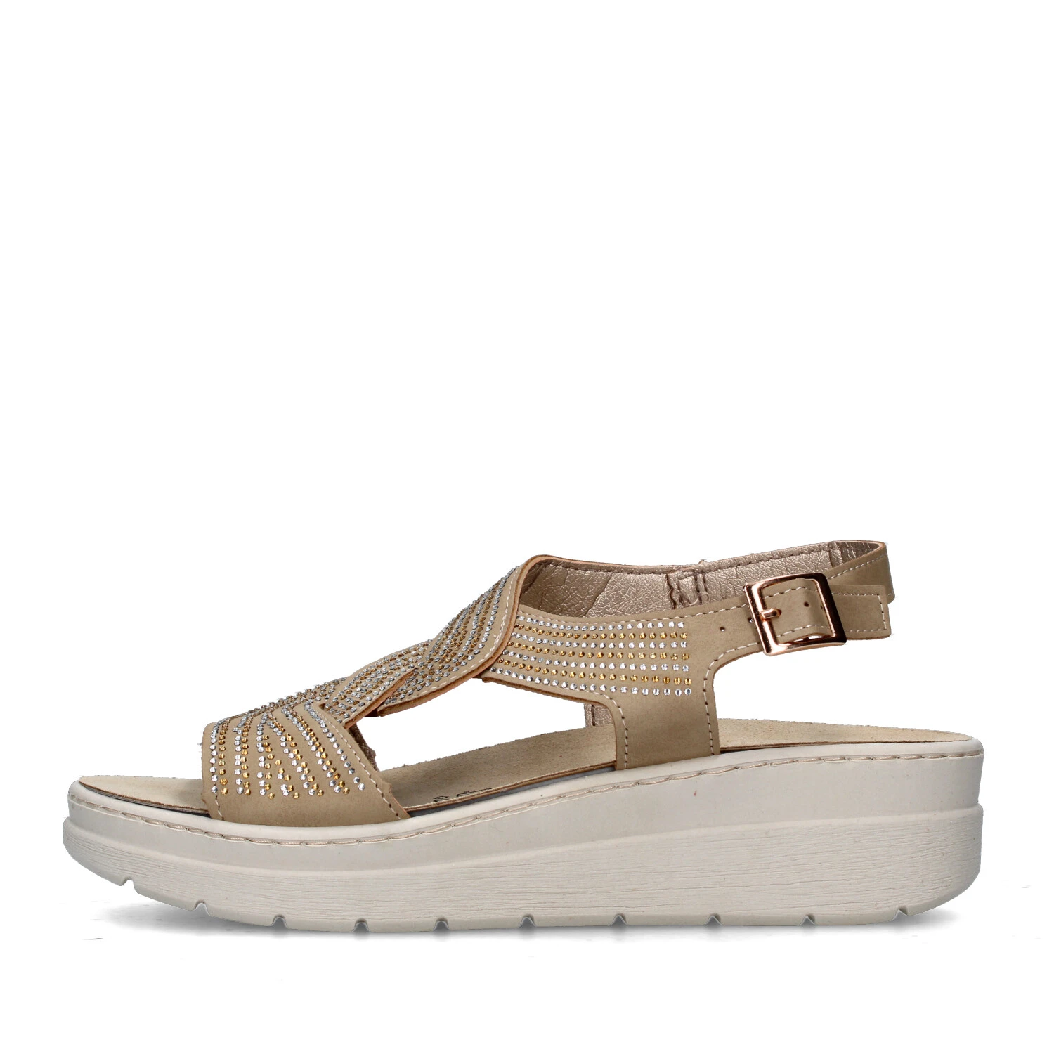 SANDALI CON ZEPPA 55602 DONNA BEIGE
