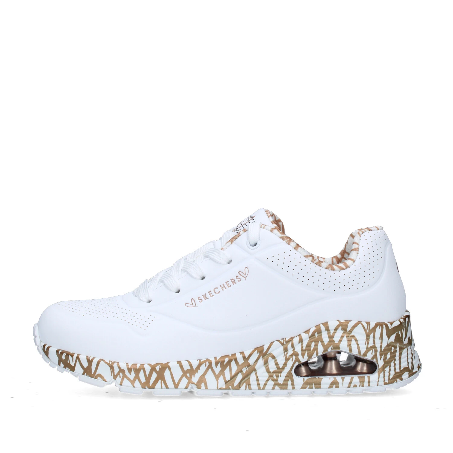 SNEAKERS BASSE UNO - LOVING LOVE DONNA BIANCO ORO