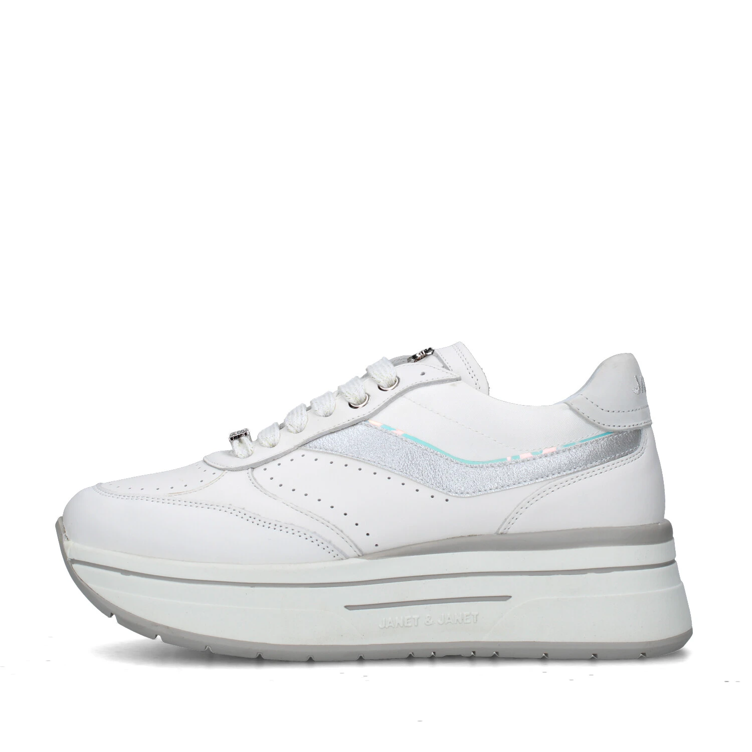 SNEAKERS PLATFORM J-020 DONNA BIANCO ARGENTO