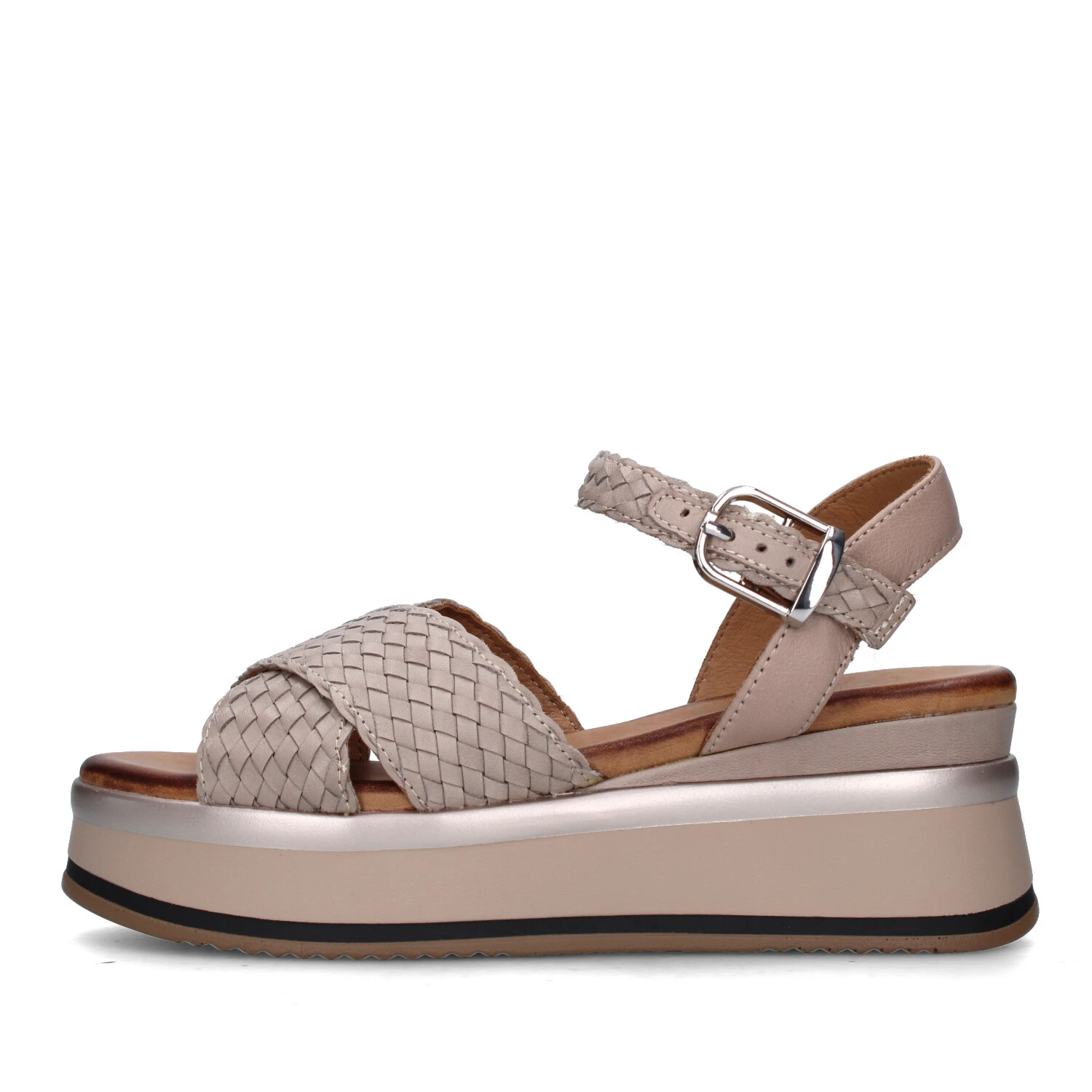 SANDALI CON ZEPPA A98020 DONNA BEIGE SCURO