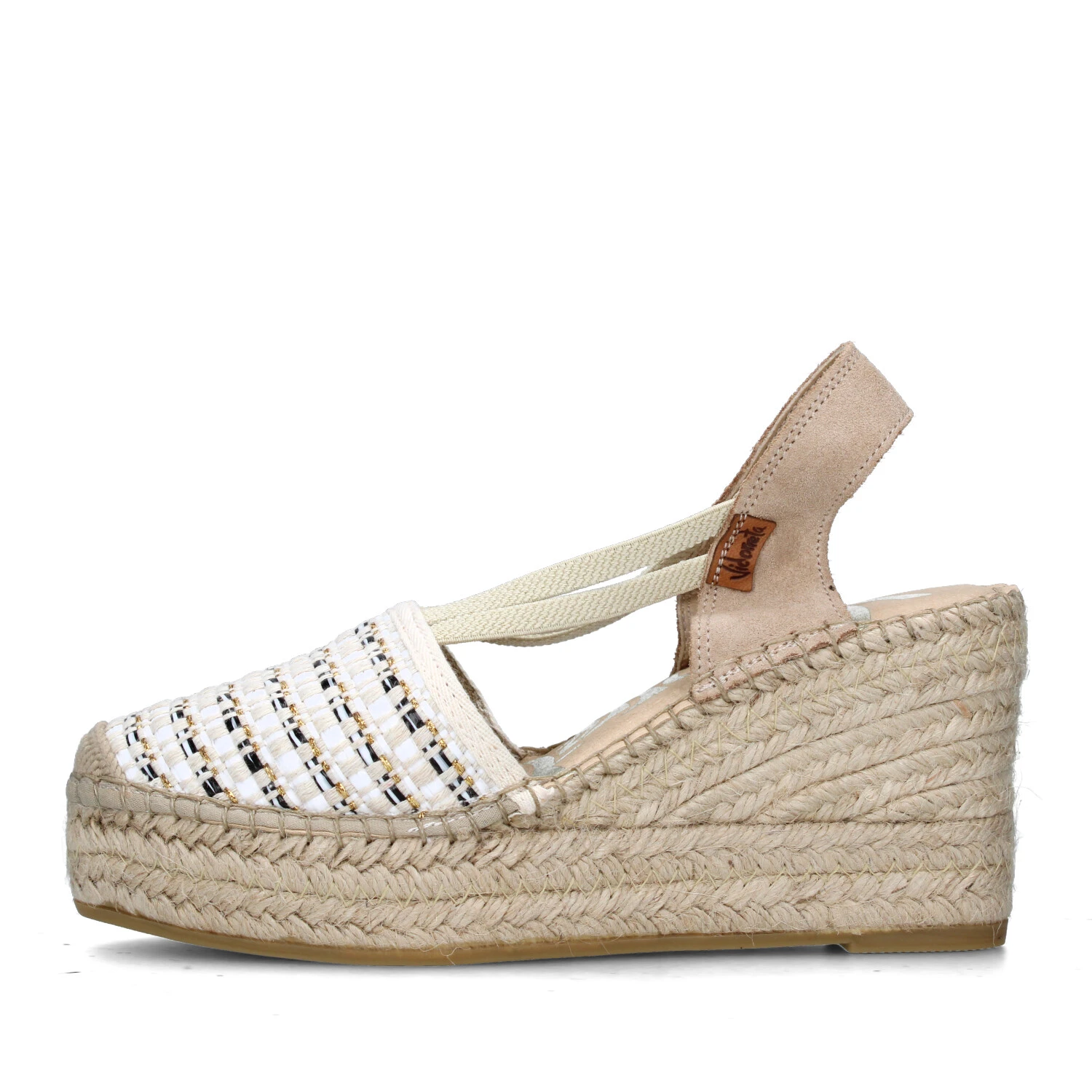 SANDALI CON ZEPPA 18400 ESPADRILLAS DONNA BEIGE BIANCO