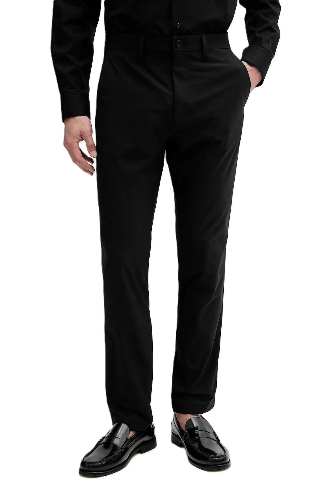 PANTALONI SLIM CHIUSURA FRONTALE CON ZIP UOMO NERO