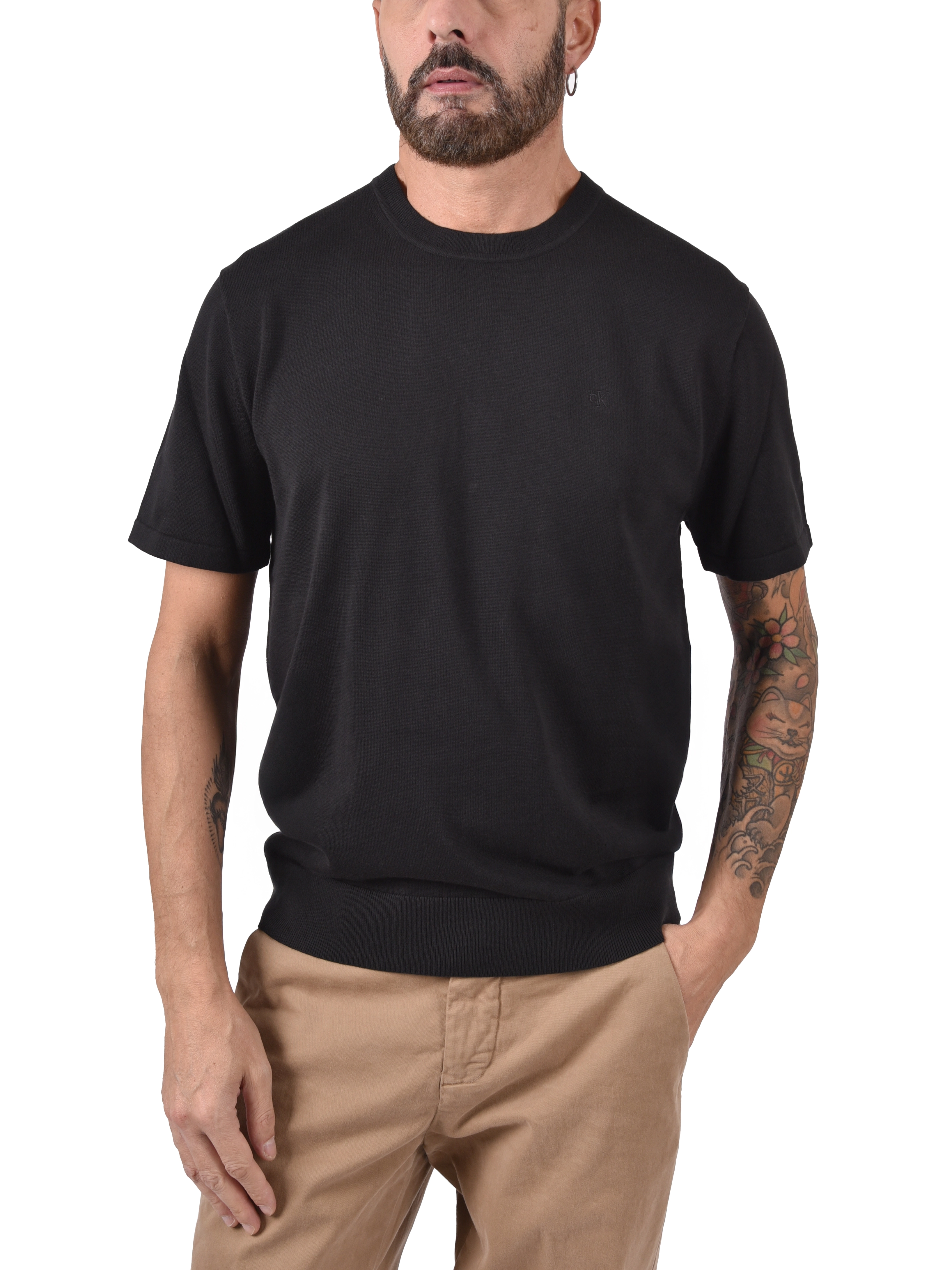 T- SHIRT MANICA CORTA IN JERSEY DI COTONE UOMO NERO