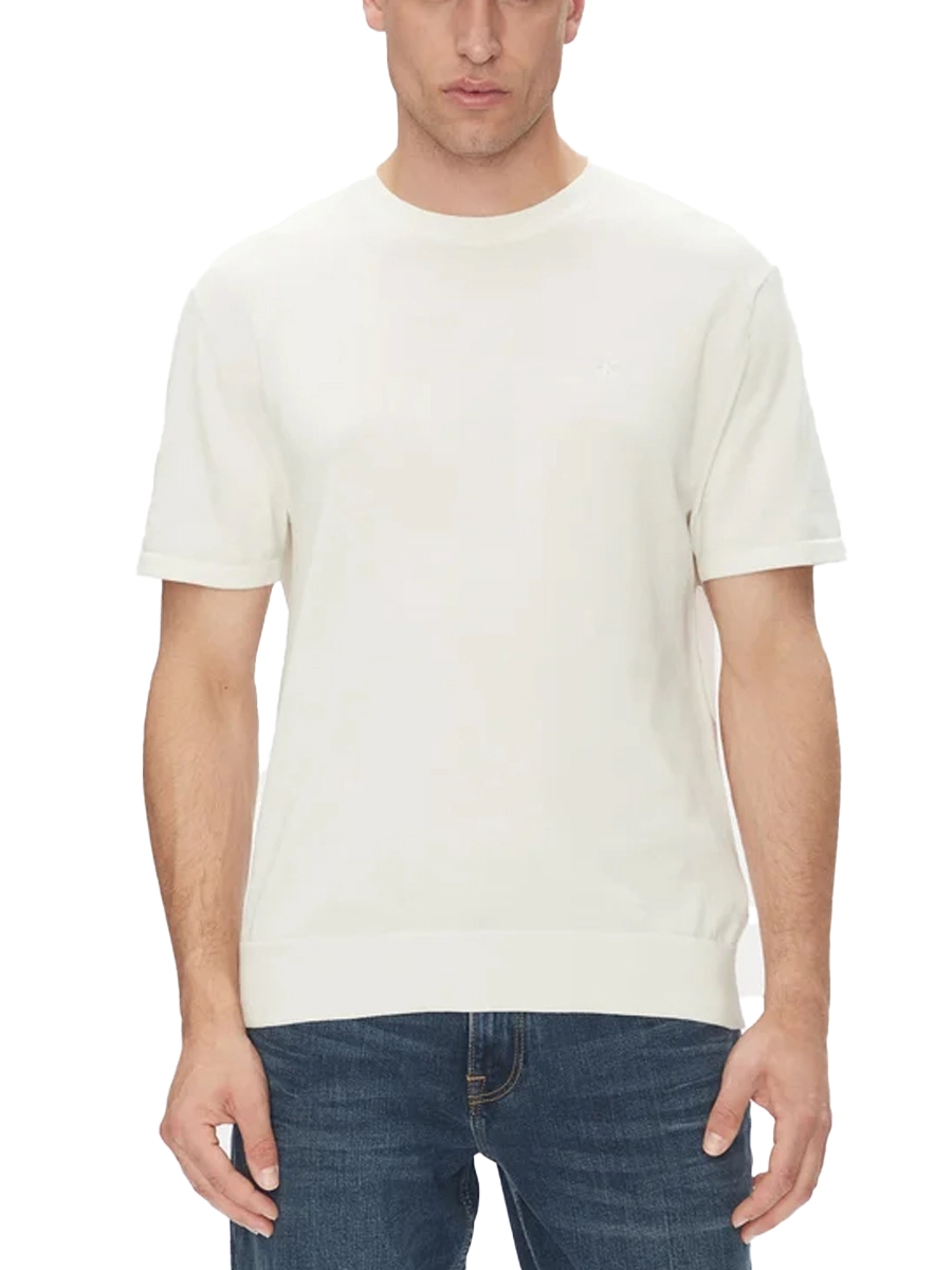 T- SHIRT MANICA CORTA IN JERSEY DI COTONE UOMO AVORIO