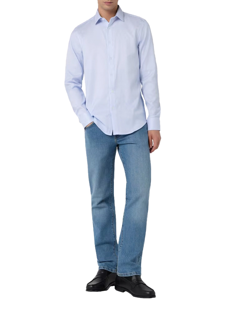 CAMICIA SLIM FIT IN COTONE ELASTICIZZATO UOMO VIOLA