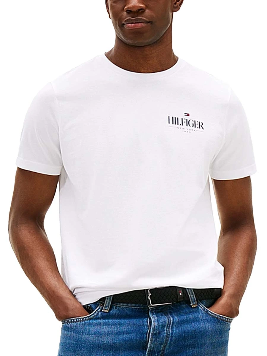 T-SHIRT MANICA CORTA CON LOGO A CONTRASTO CON ORLO SEMPLICE UOMO BIANCO