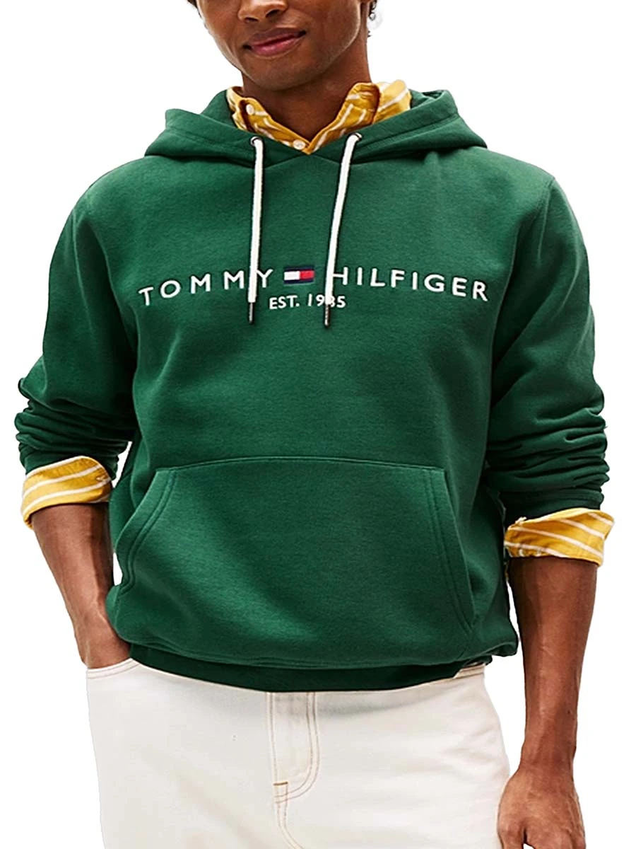 FELPA CON CAPPUCCIO CON COULISSE REGOLABILE UOMO VERDE