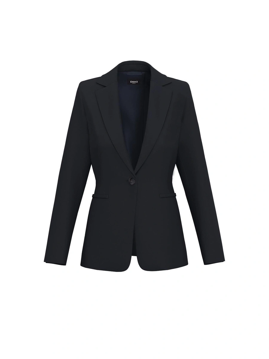 BLAZER CON REVER CLASSICO E TASCHE FILETTO DONNA NERO