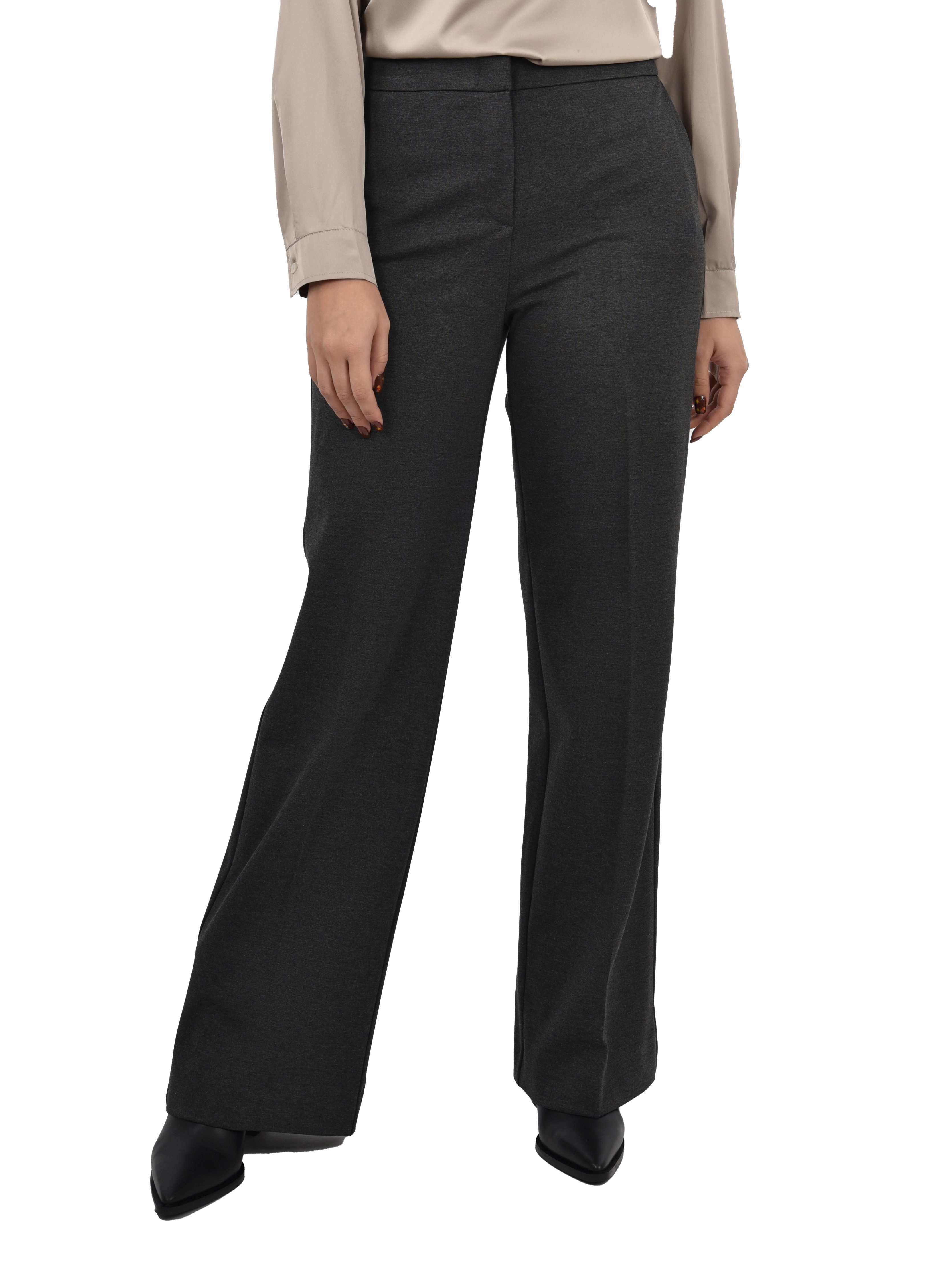 PANTALONI PALAZZO IN JERSEY MISTO VISCOSA DONNA ANTRACITE
