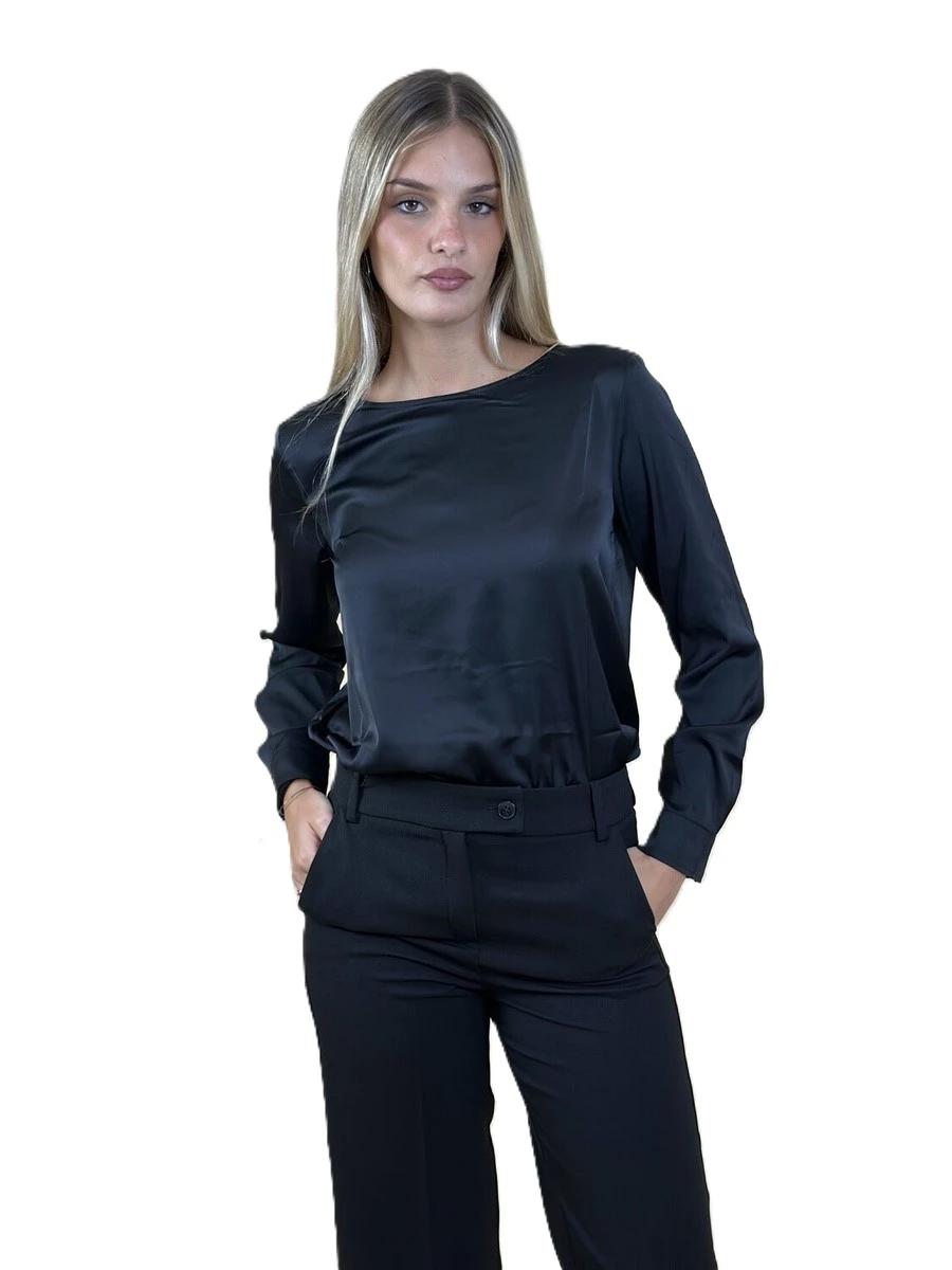 BLUSA IN RASO MADERA DONNA NERO