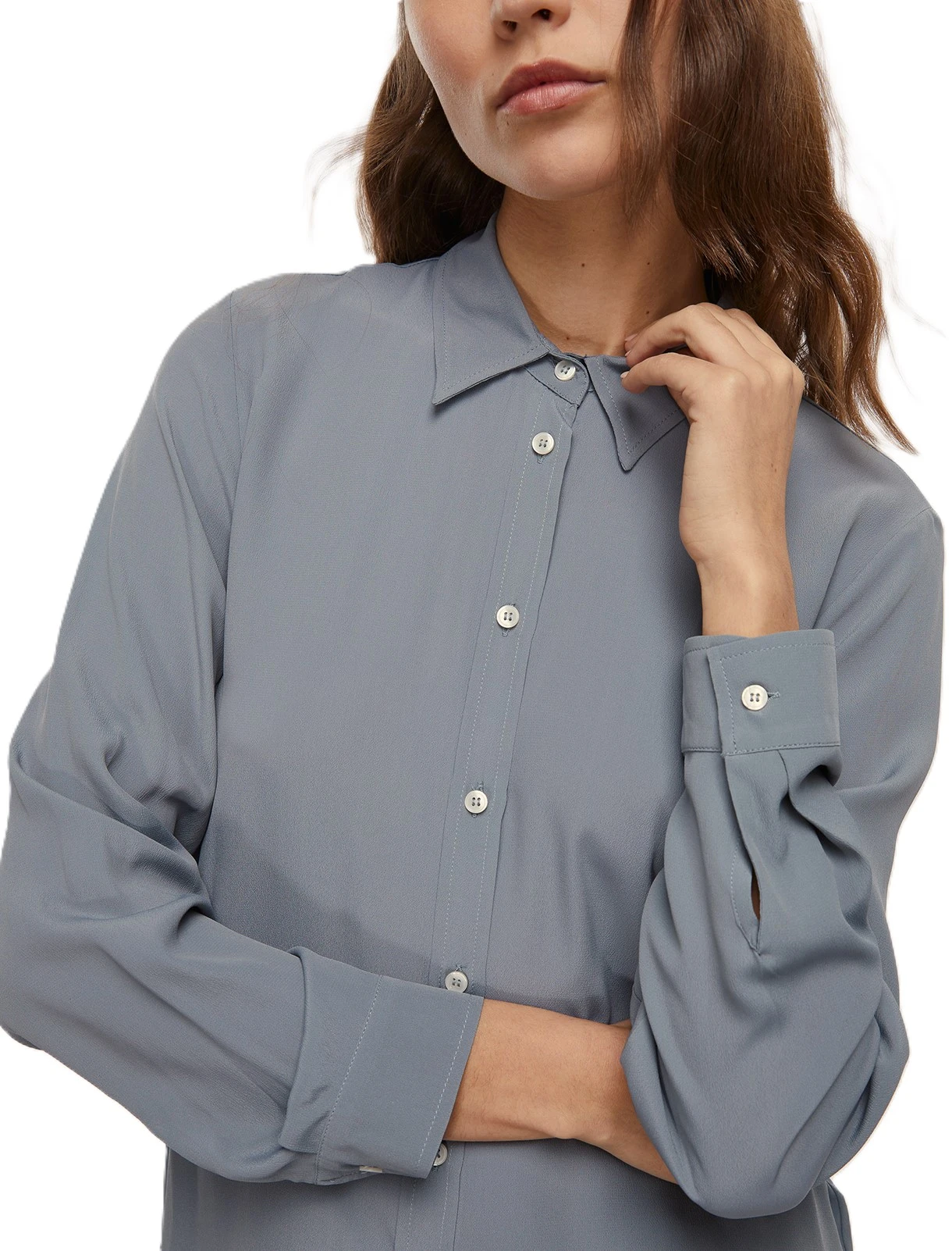CAMICIA MISTO SETA CARICE DONNA CELESTE