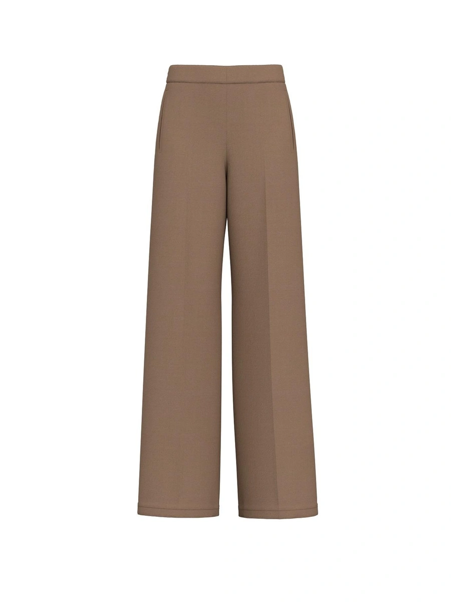 PANTALONI CHINO IN FLANELLA CON TASCHE A FILETTO DONNA TORTORA
